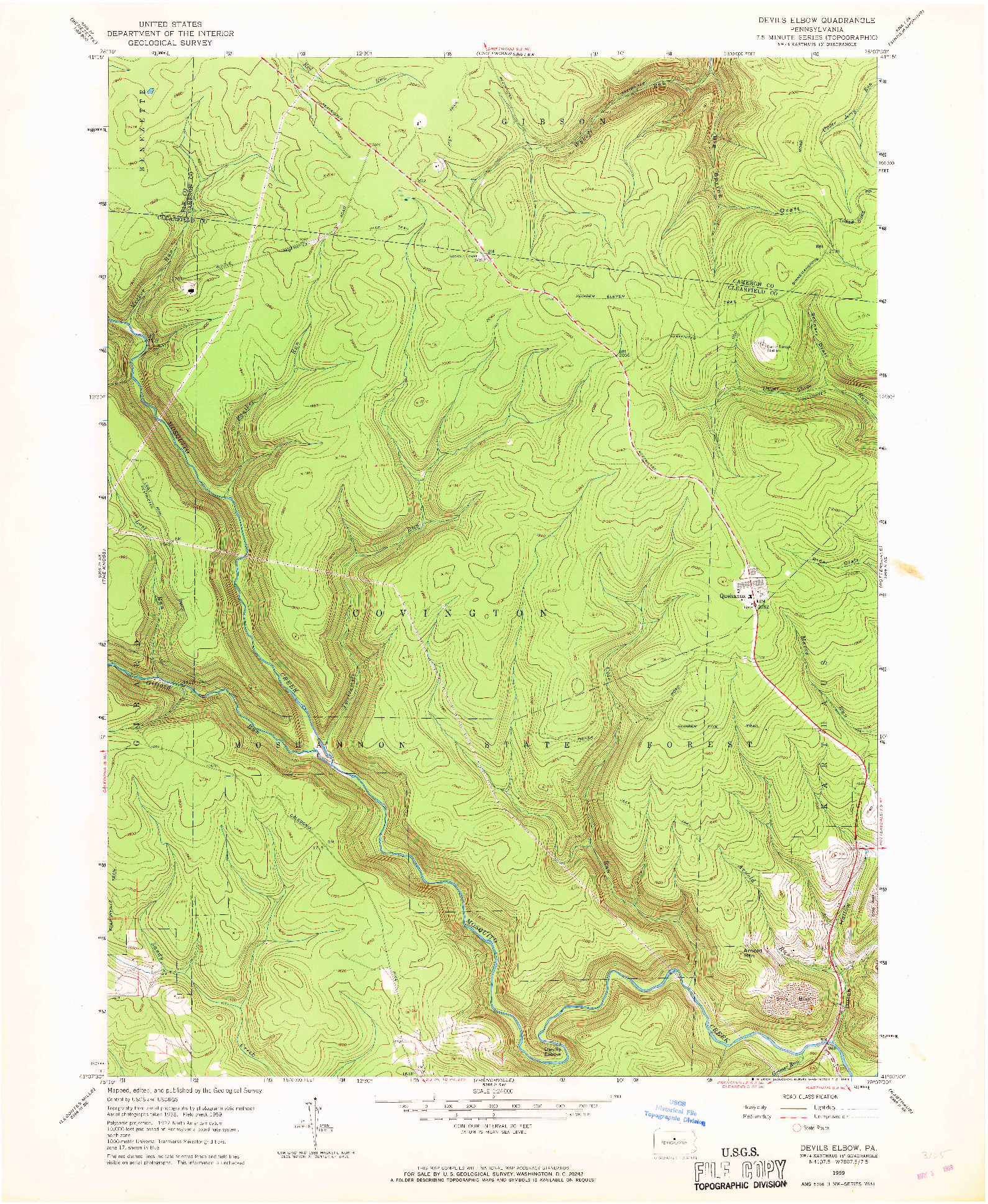 USGS 1:24000-SCALE QUADRANGLE FOR DEVILS ELBOW, PA 1959