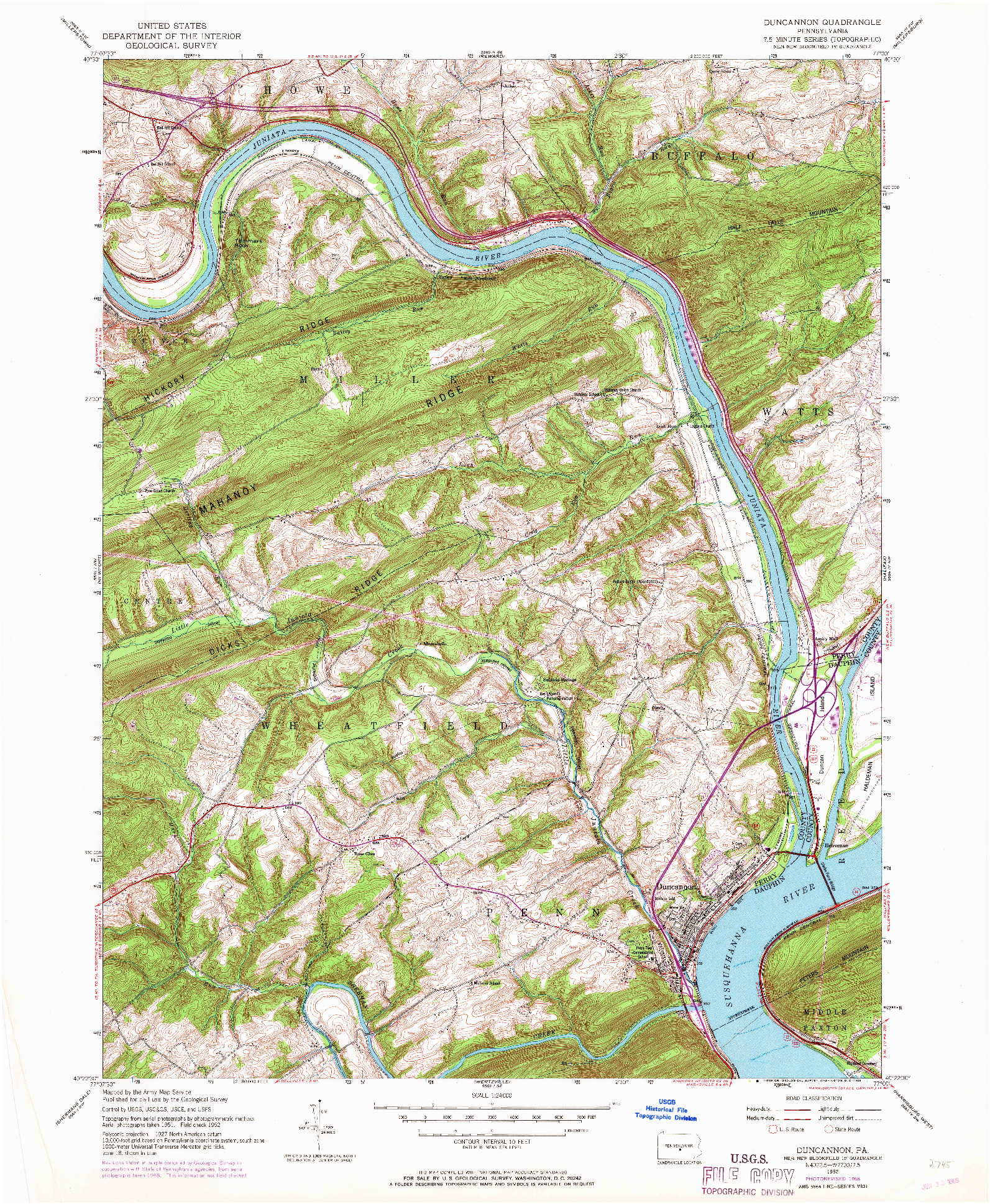 USGS 1:24000-SCALE QUADRANGLE FOR DUNCANNON, PA 1952