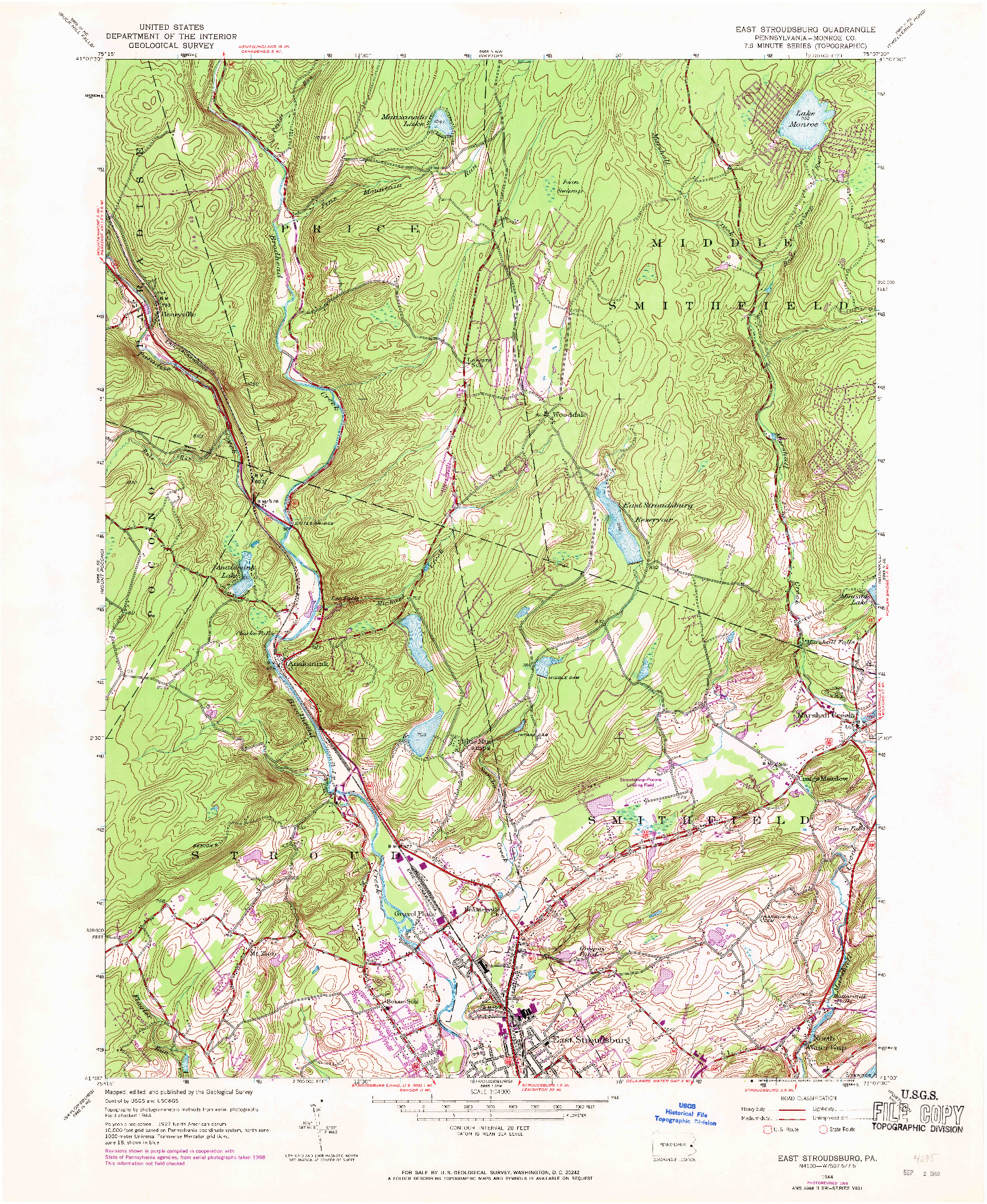 USGS 1:24000-SCALE QUADRANGLE FOR EAST STROUDSBURG, PA 1944