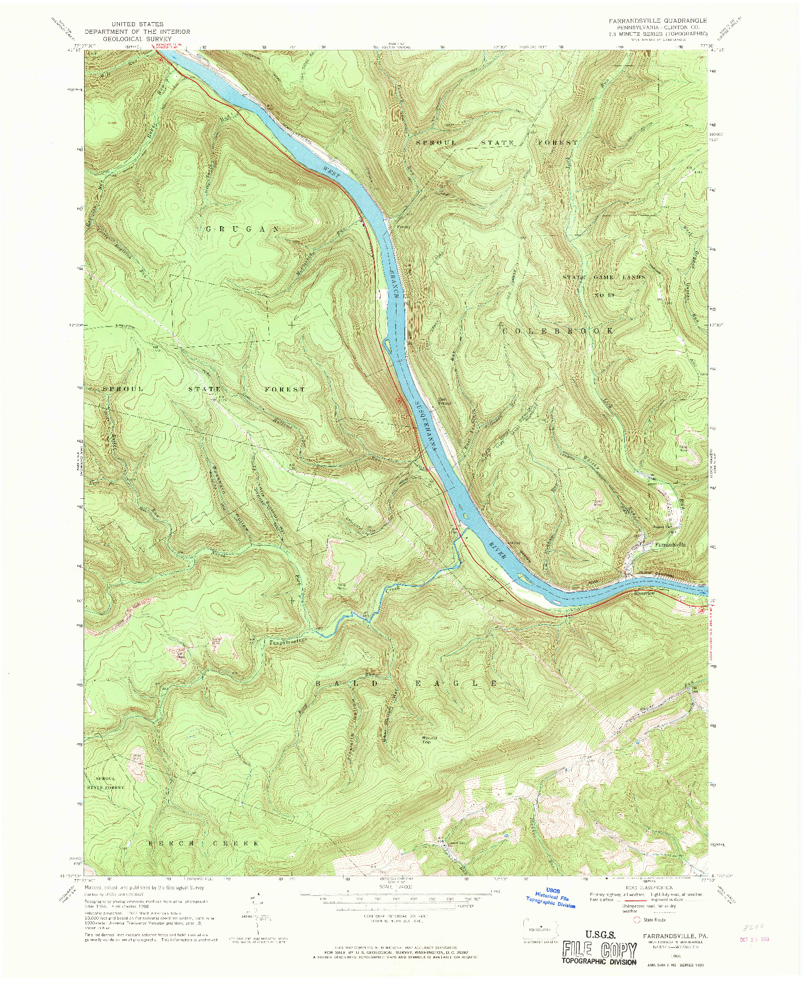 USGS 1:24000-SCALE QUADRANGLE FOR FARRANDSVILLE, PA 1966