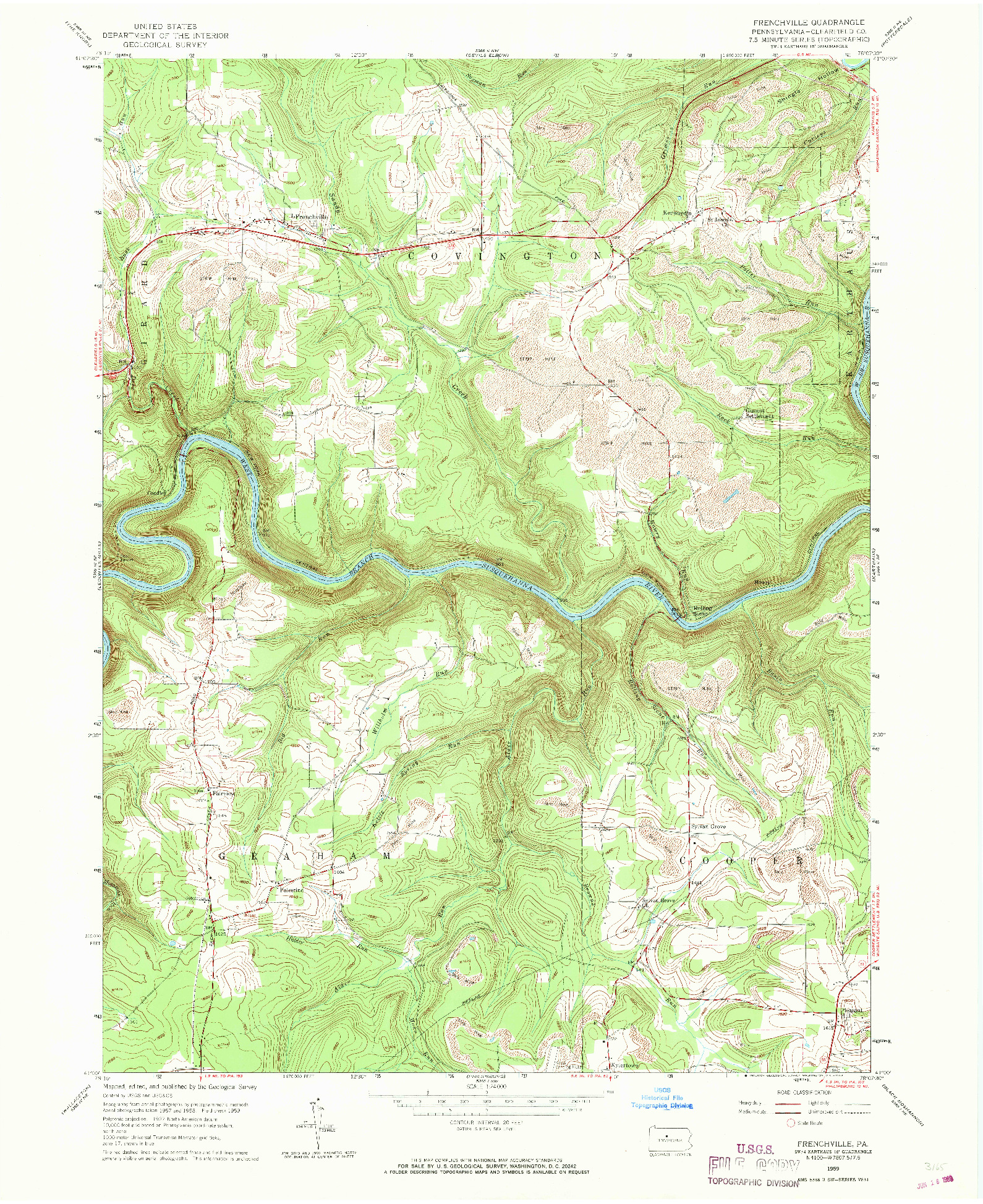 USGS 1:24000-SCALE QUADRANGLE FOR FRENCHVILLE, PA 1959