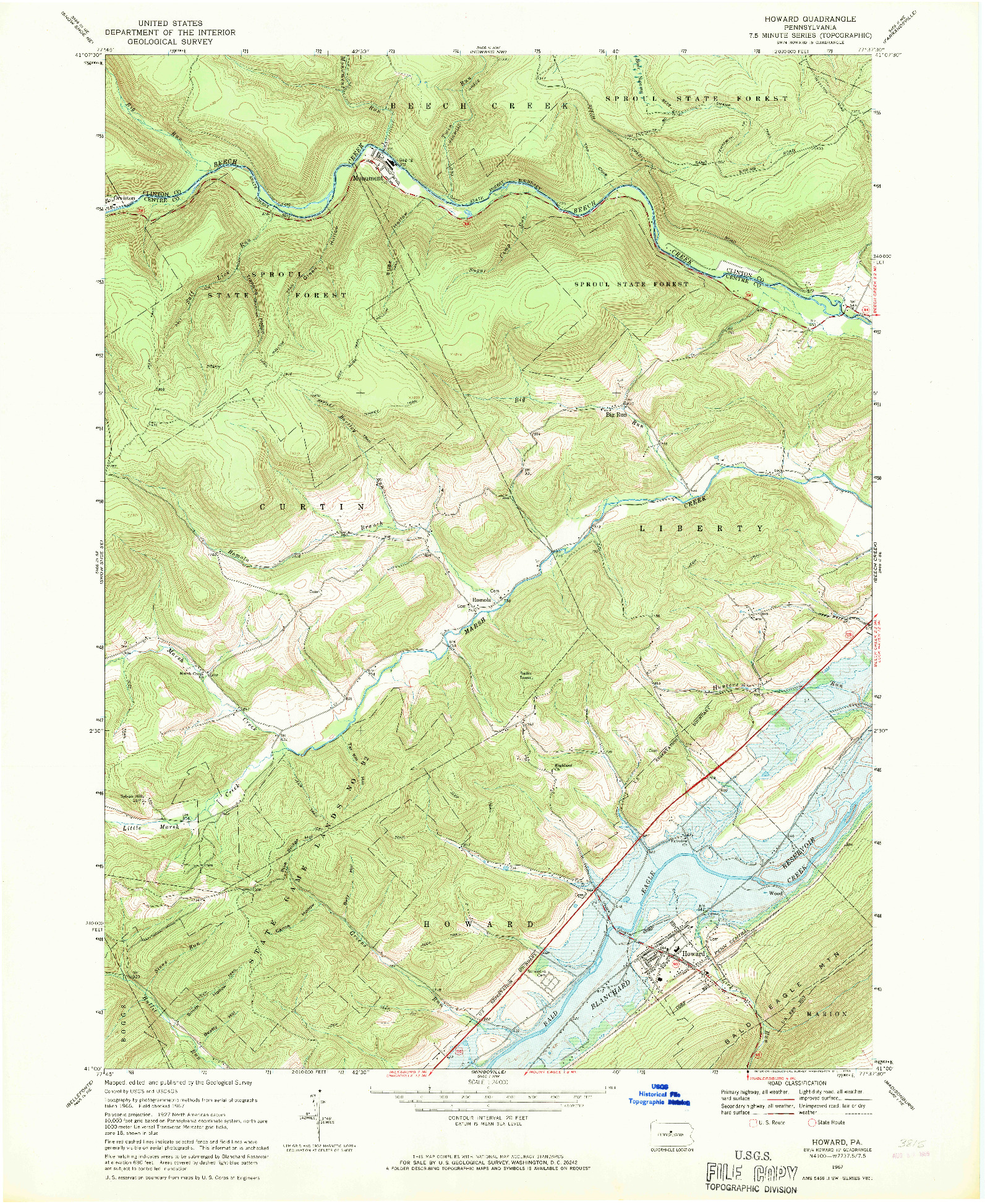 USGS 1:24000-SCALE QUADRANGLE FOR HOWARD, PA 1967