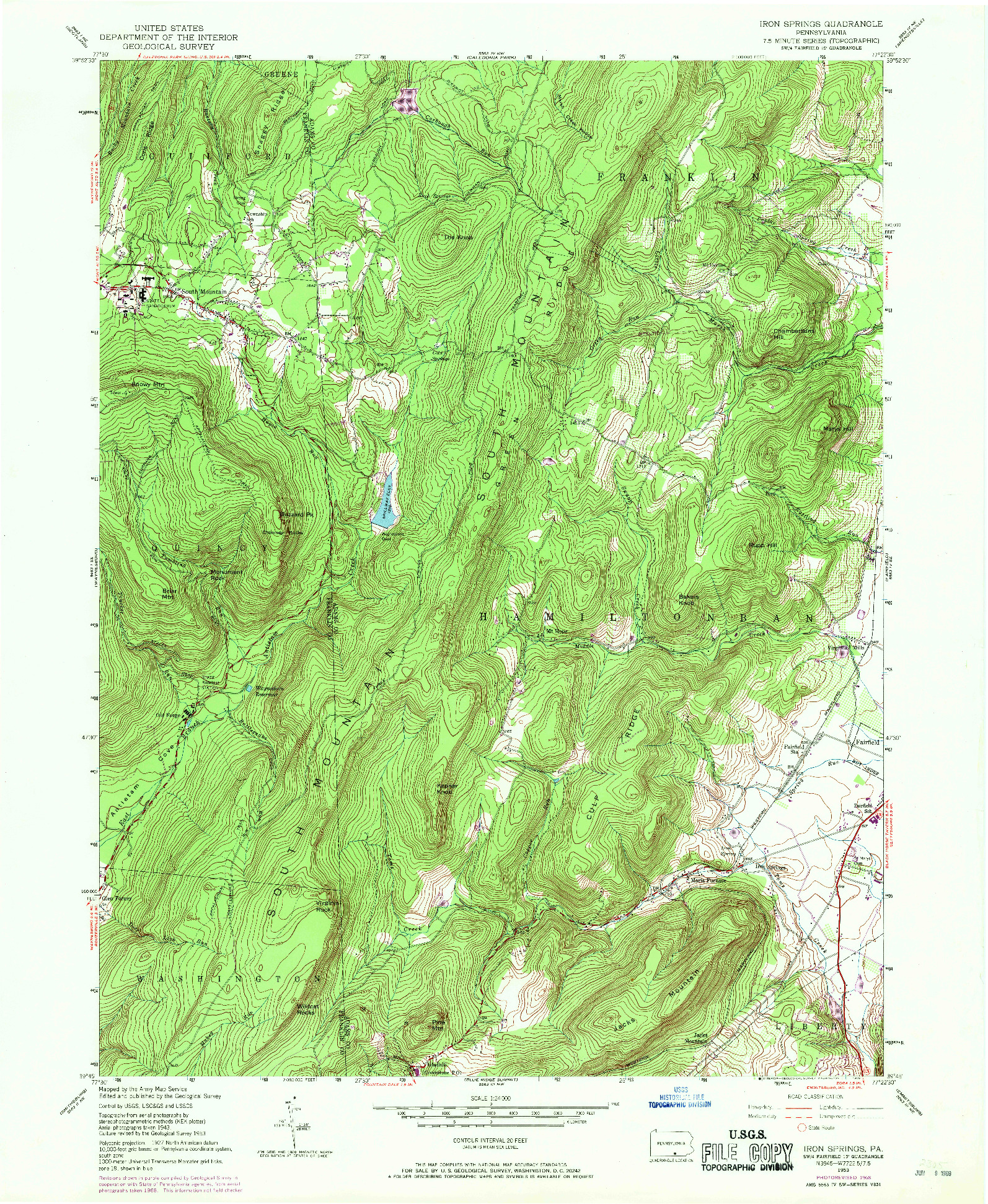 USGS 1:24000-SCALE QUADRANGLE FOR IRON SPRINGS, PA 1953