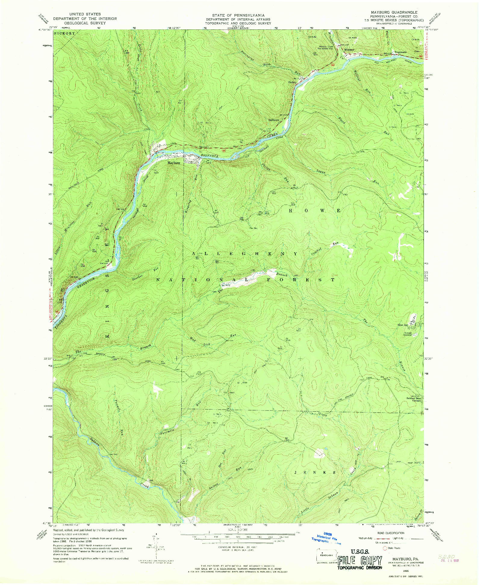 USGS 1:24000-SCALE QUADRANGLE FOR MAYBURG, PA 1966