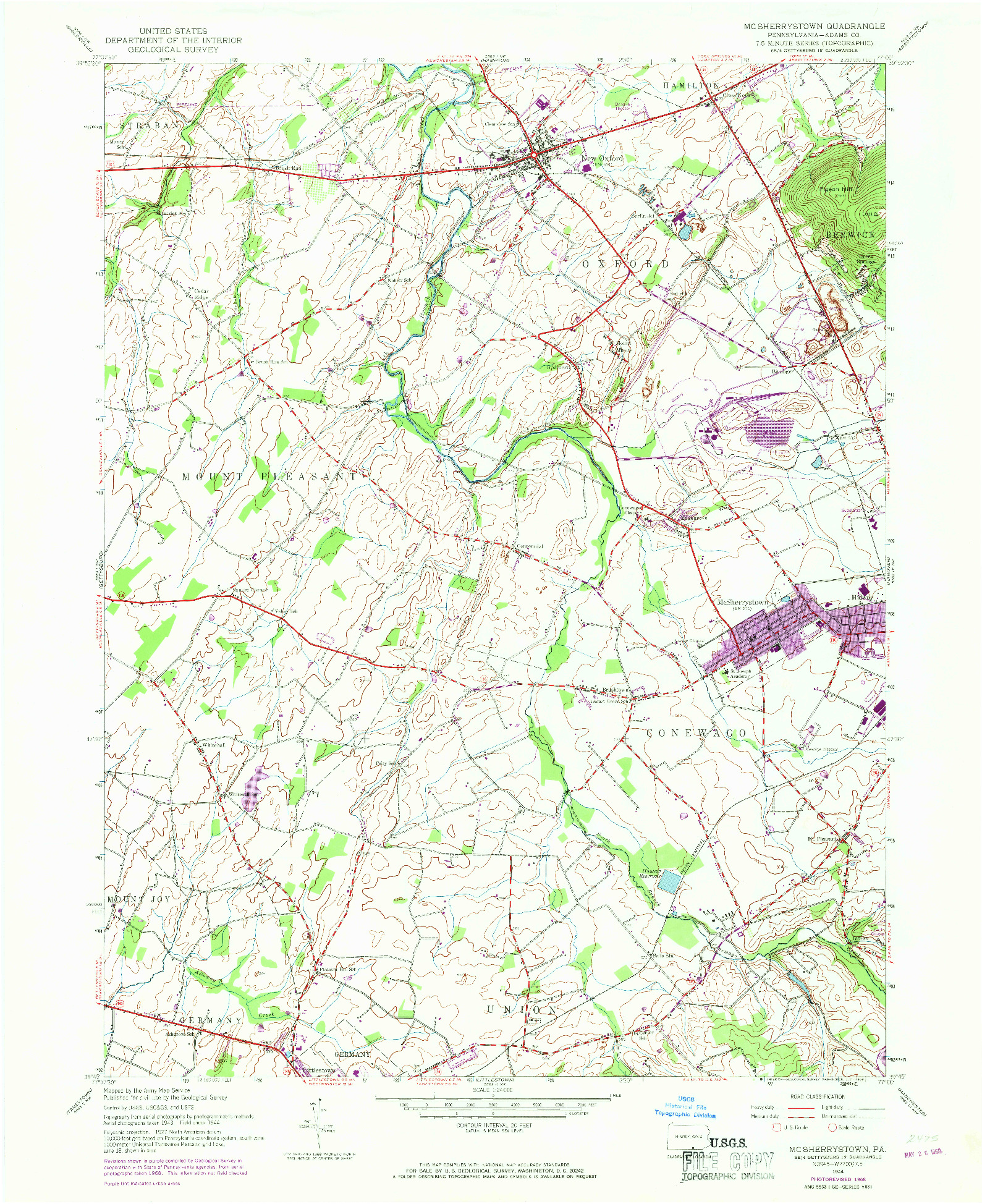 USGS 1:24000-SCALE QUADRANGLE FOR MC SHERRYSTOWN, PA 1944