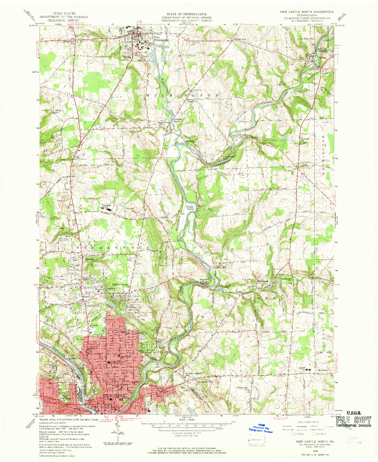 USGS 1:24000-SCALE QUADRANGLE FOR NEW CASTLE NORTH, PA 1958