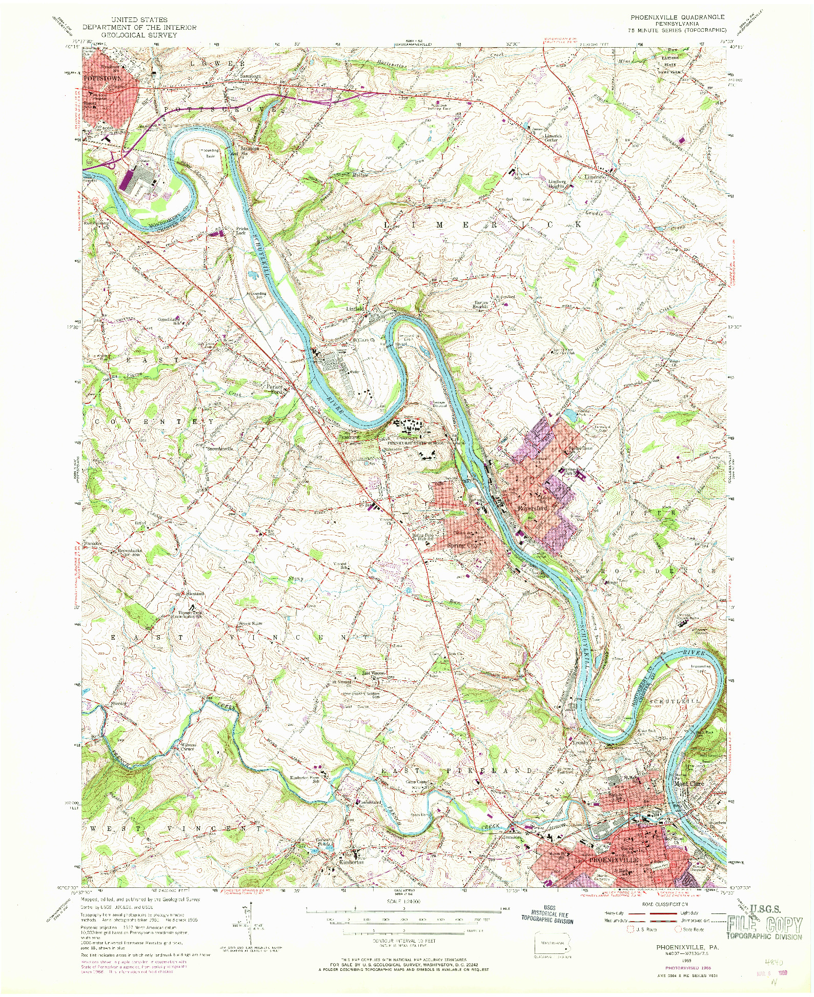 USGS 1:24000-SCALE QUADRANGLE FOR PHOENIXVILLE, PA 1955