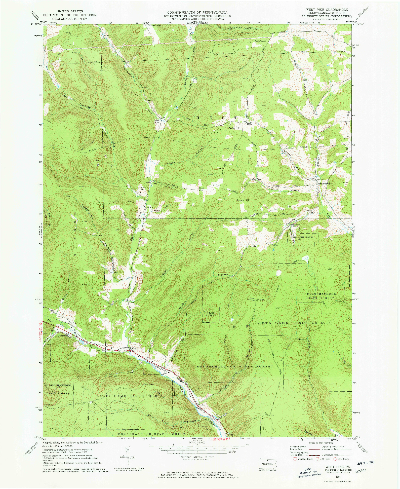 USGS 1:24000-SCALE QUADRANGLE FOR WEST PIKE, PA 1969