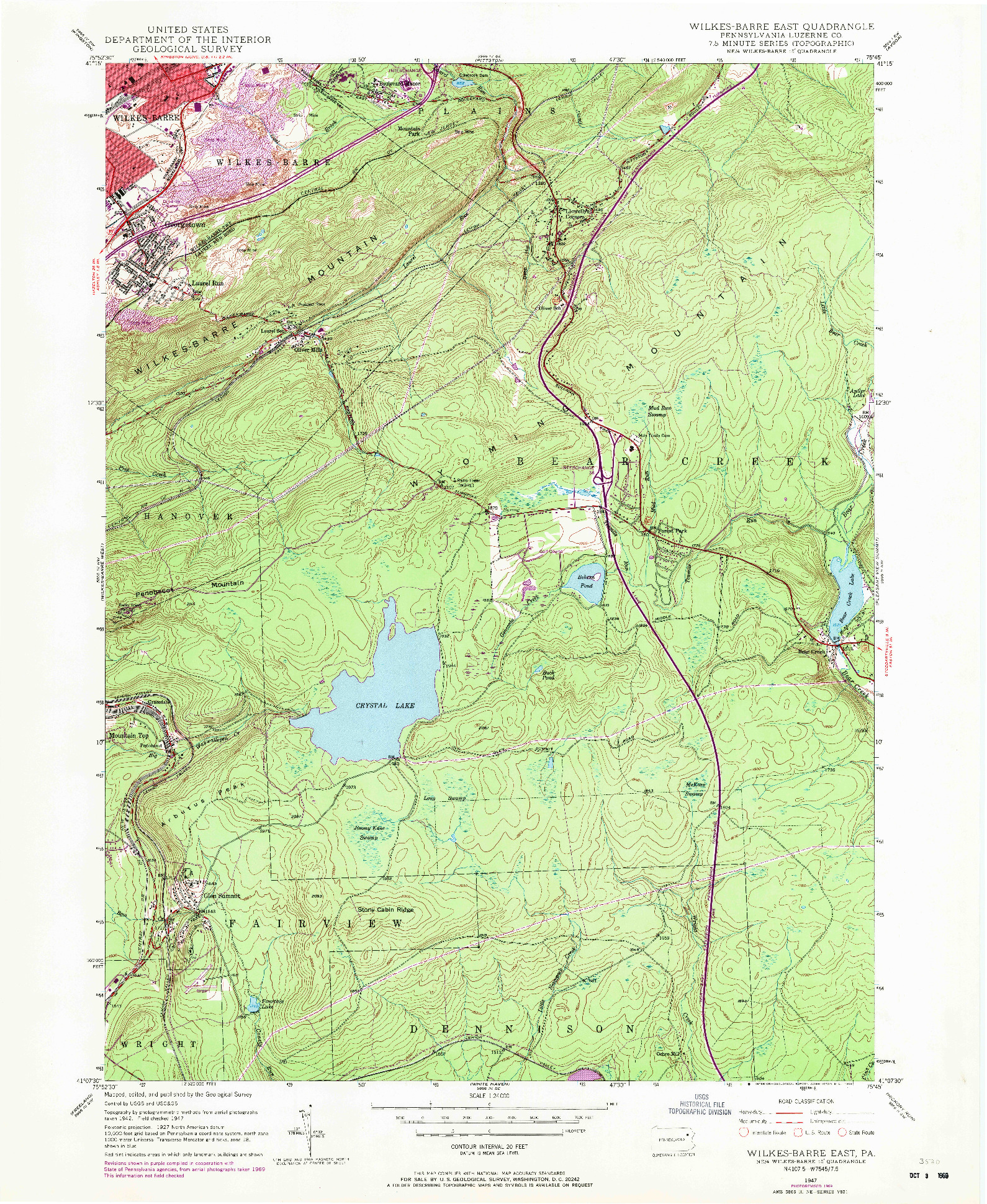 USGS 1:24000-SCALE QUADRANGLE FOR WILKES-BARRE EAST, PA 1947