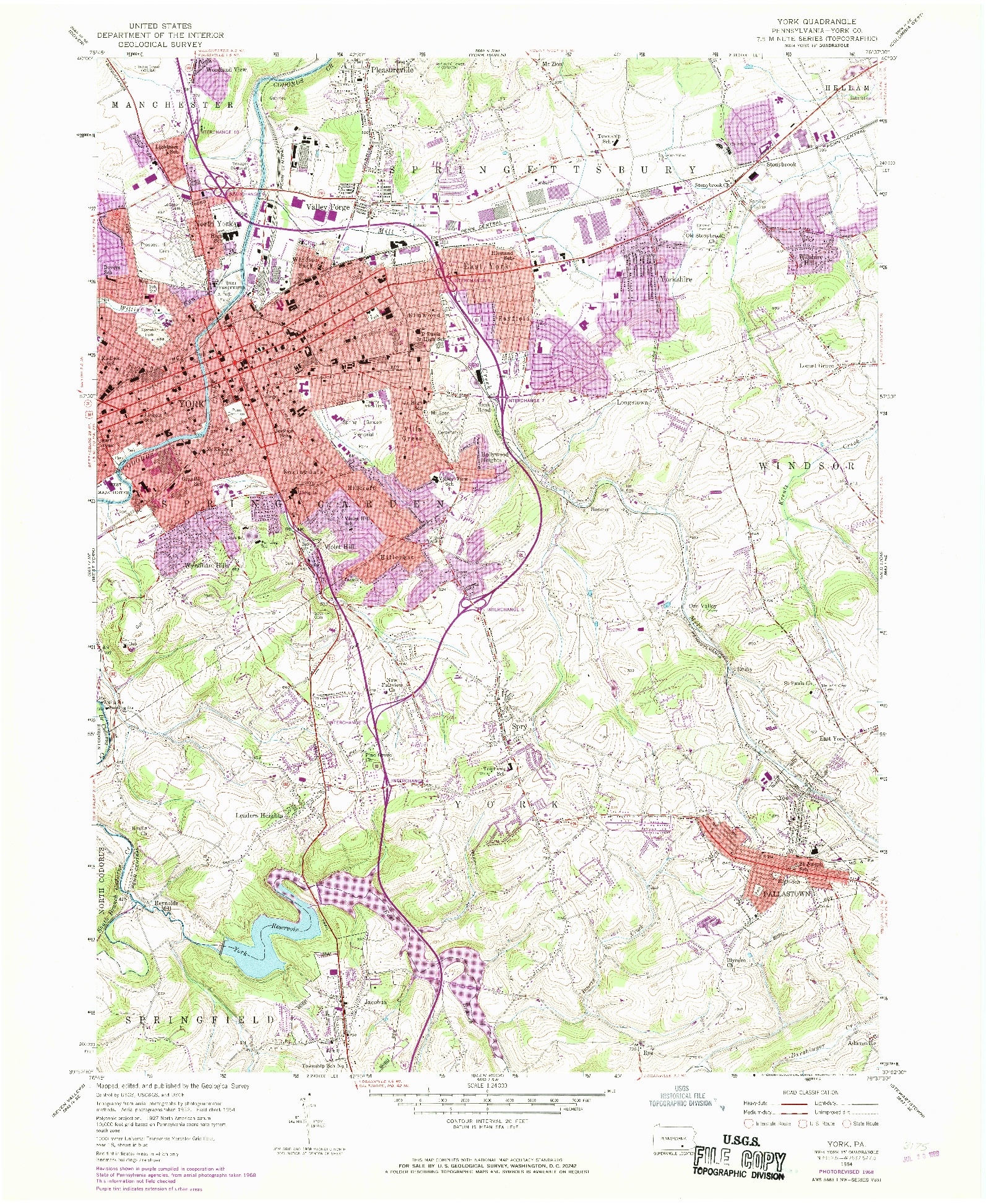 USGS 1:24000-SCALE QUADRANGLE FOR YORK, PA 1954