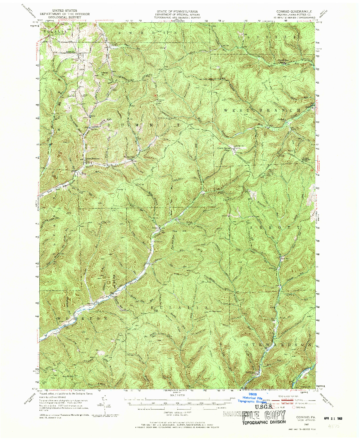 USGS 1:62500-SCALE QUADRANGLE FOR CONRAD, PA 1947