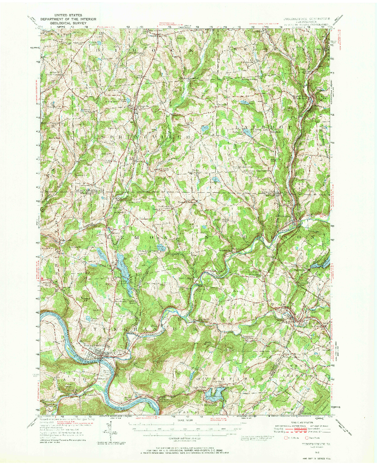 USGS 1:62500-SCALE QUADRANGLE FOR TUNKHANNOCK, PA 1946