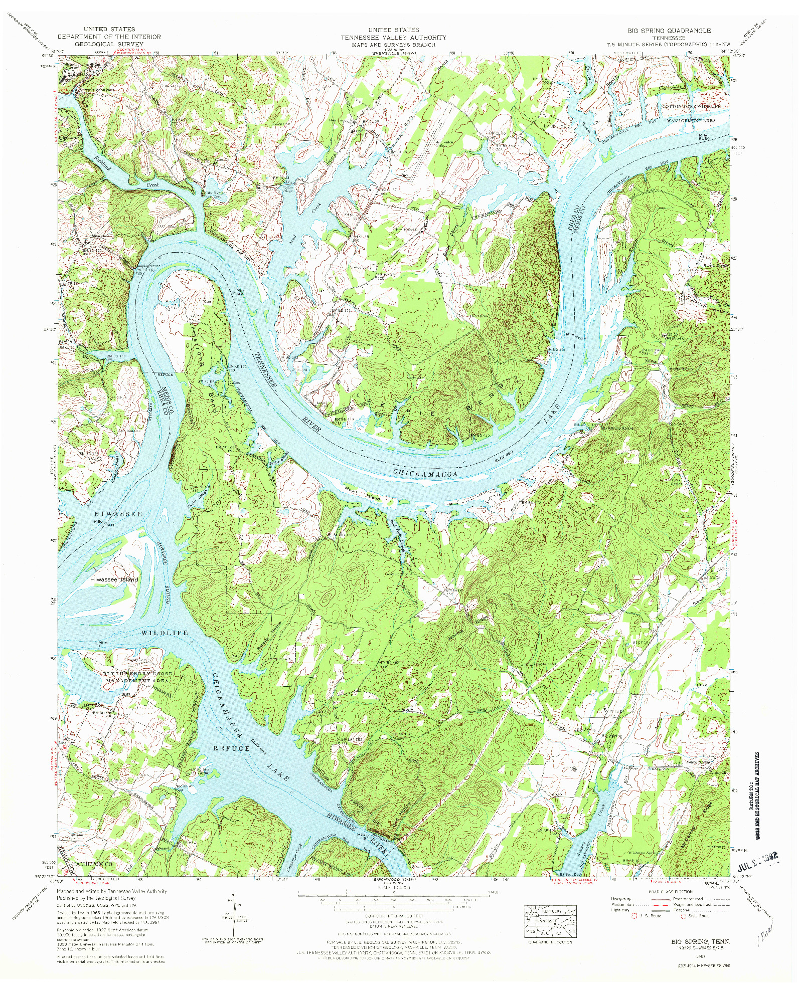 USGS 1:24000-SCALE QUADRANGLE FOR BIG SPRING, TN 1967