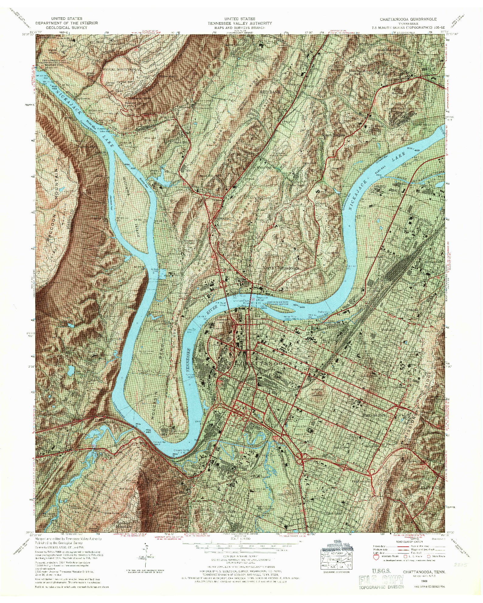 USGS 1:24000-SCALE QUADRANGLE FOR CHATTANOOGA, TN 1969