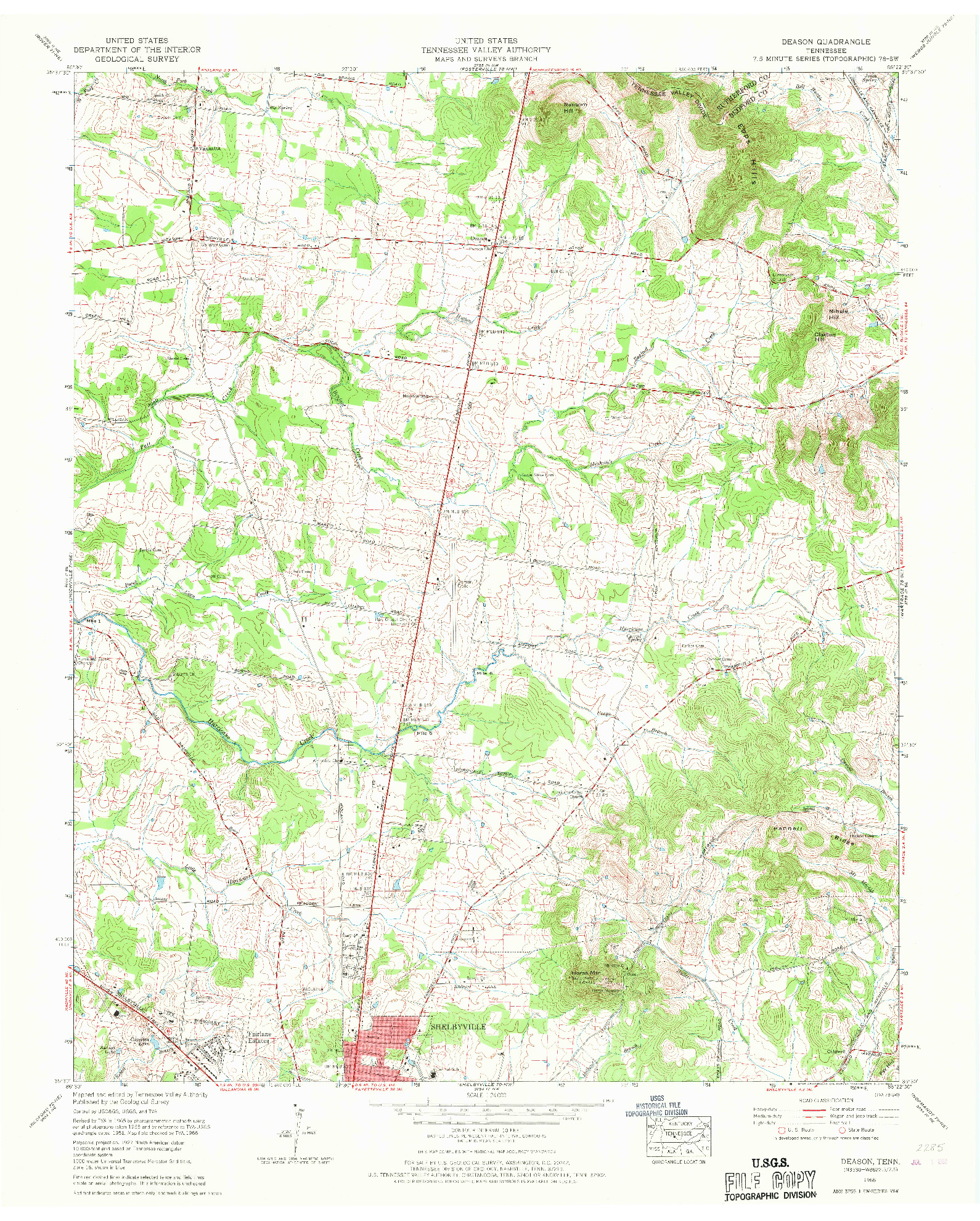 USGS 1:24000-SCALE QUADRANGLE FOR DEASON, TN 1966