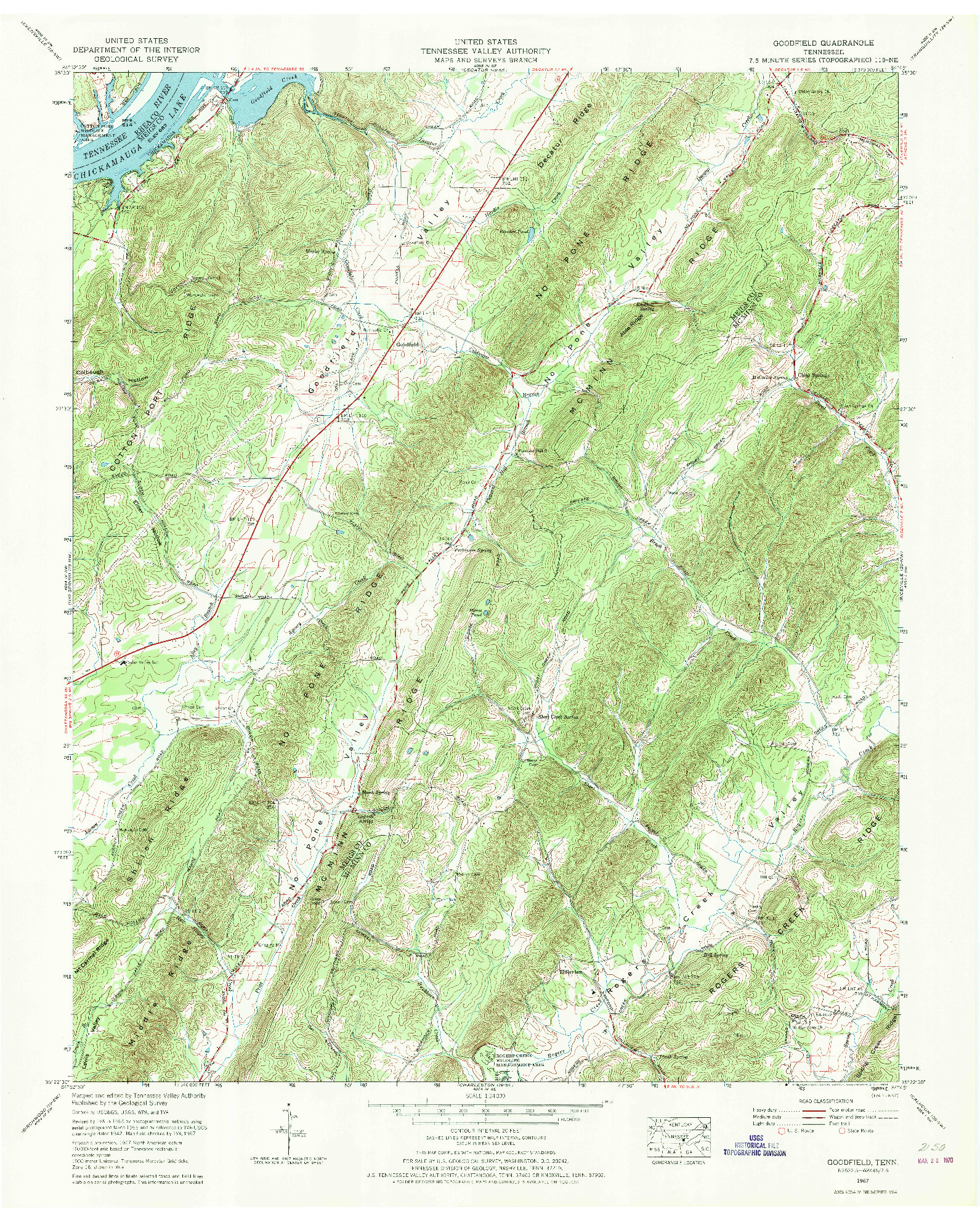 USGS 1:24000-SCALE QUADRANGLE FOR GOODFIELD, TN 1967