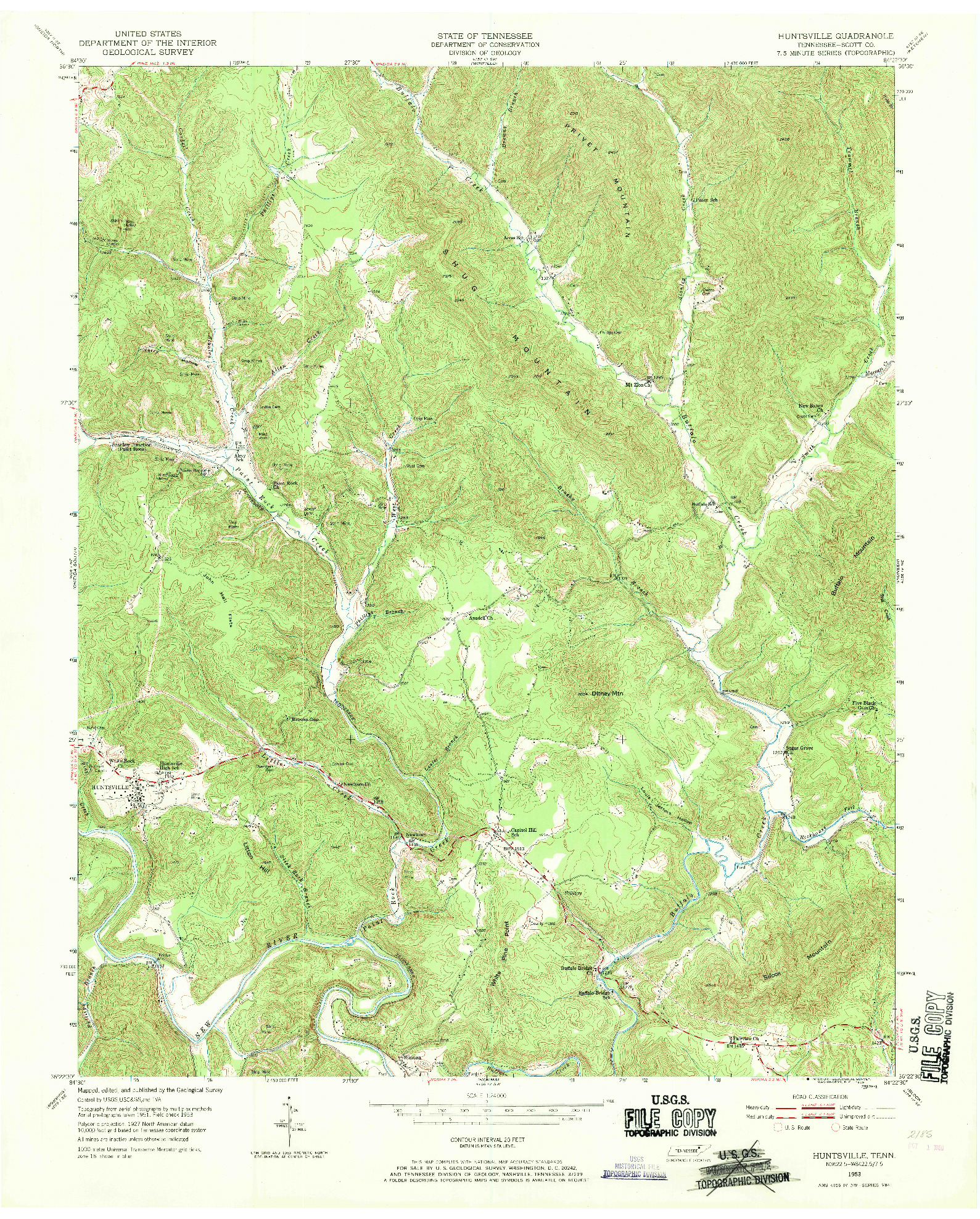 USGS 1:24000-SCALE QUADRANGLE FOR HUNTSVILLE, TN 1953