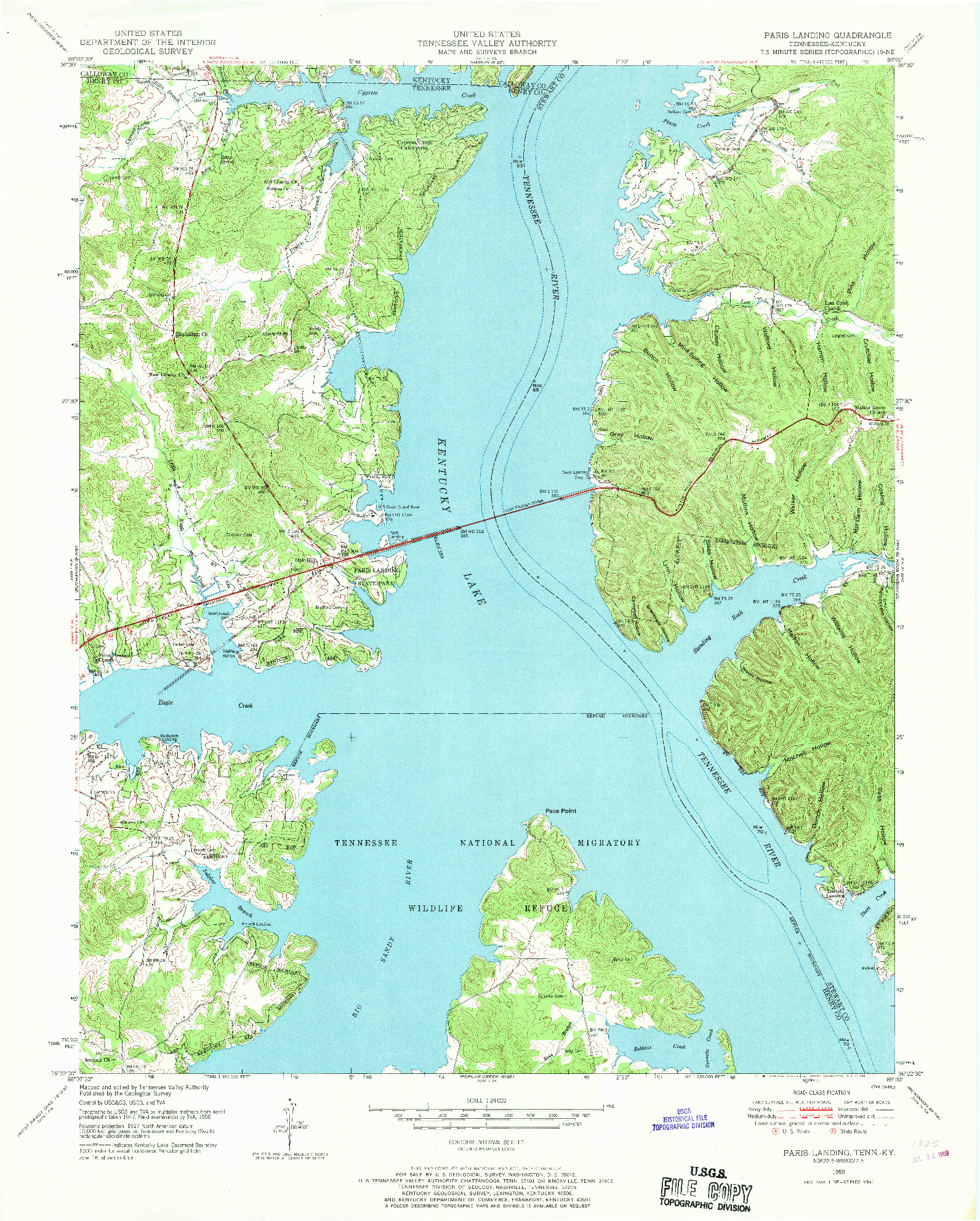 USGS 1:24000-SCALE QUADRANGLE FOR PARIS LANDING, TN 1950