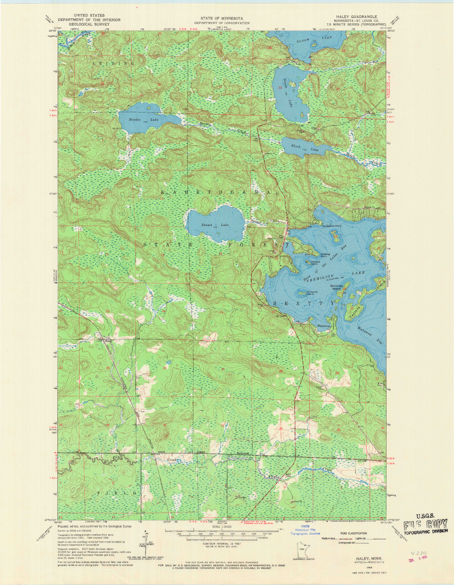 USGS 1:24000-SCALE QUADRANGLE FOR HALEY, MN 1964