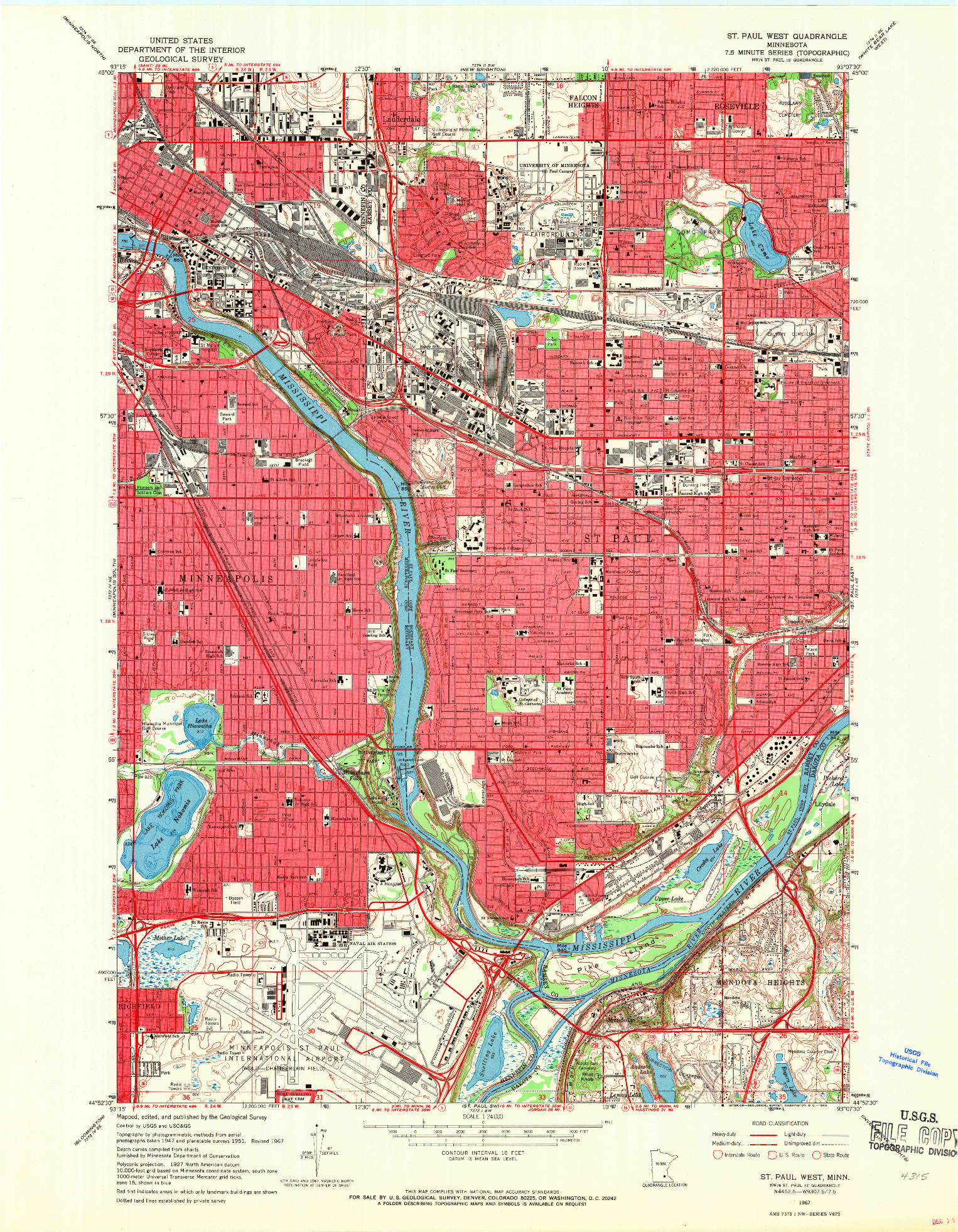 USGS 1:24000-SCALE QUADRANGLE FOR ST. PAUL WEST, MN 1967