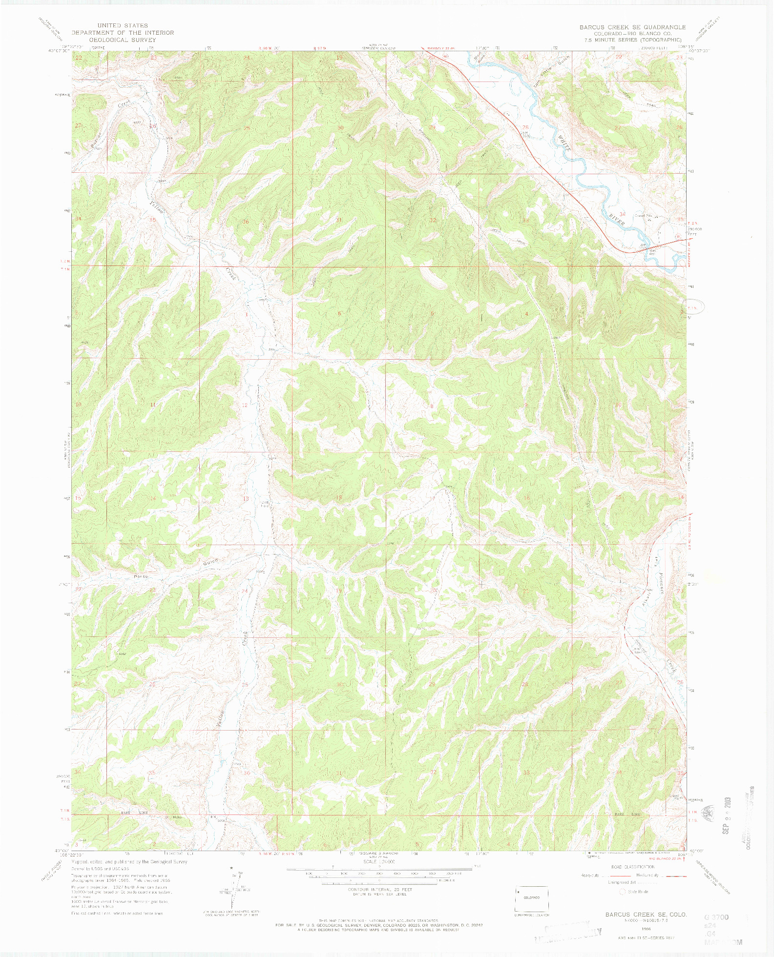 USGS 1:24000-SCALE QUADRANGLE FOR BARCUS CREEK SE, CO 1966