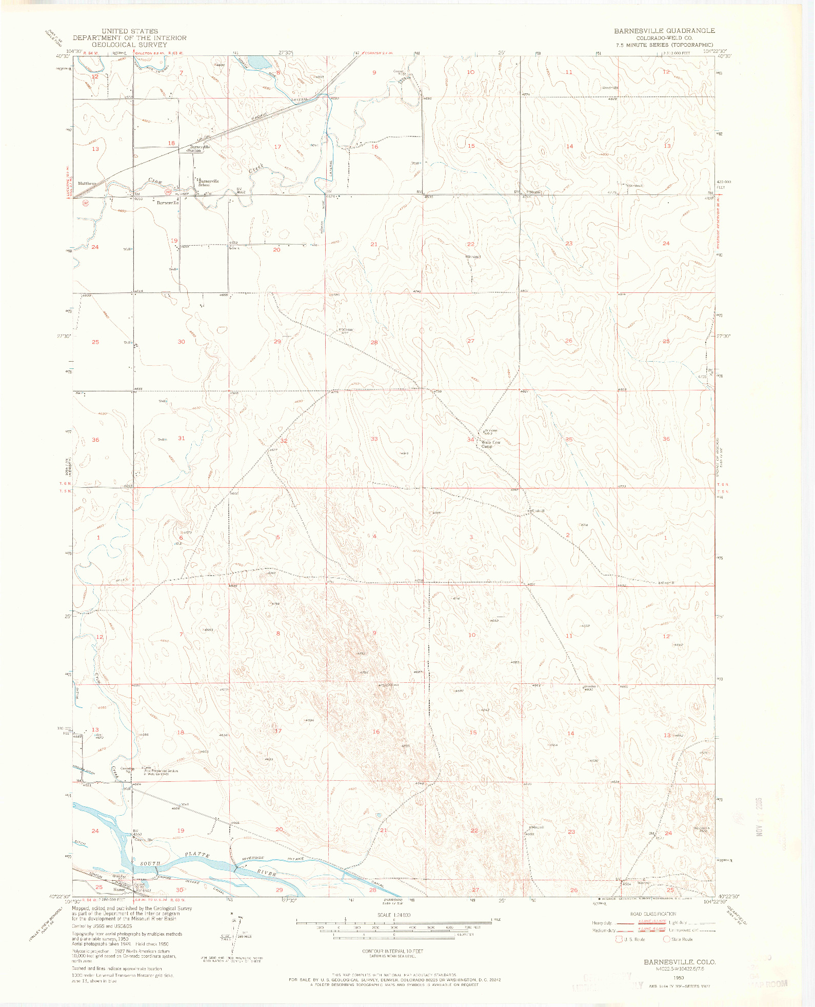 USGS 1:24000-SCALE QUADRANGLE FOR BARNESVILLE, CO 1950