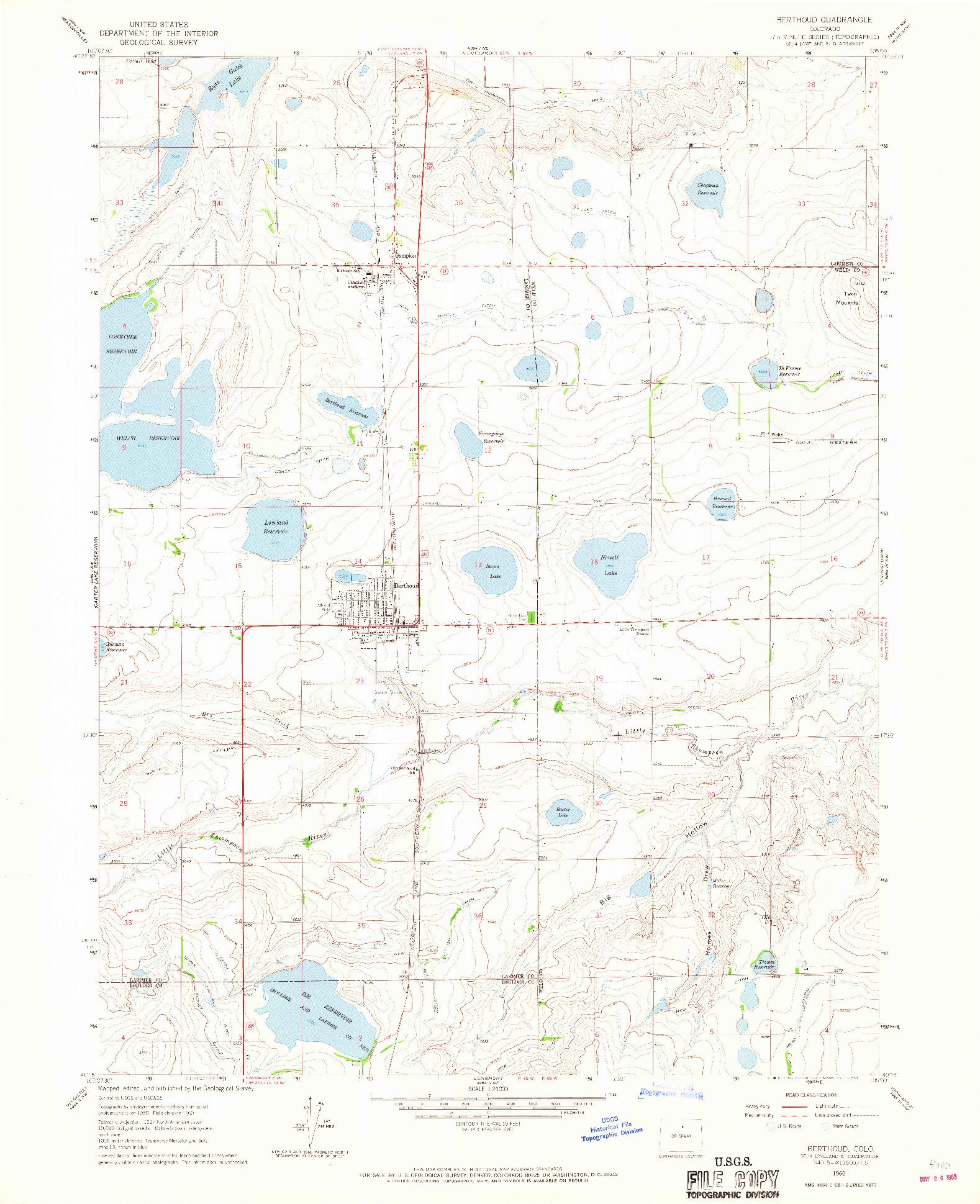USGS 1:24000-SCALE QUADRANGLE FOR BERTHOUD, CO 1960