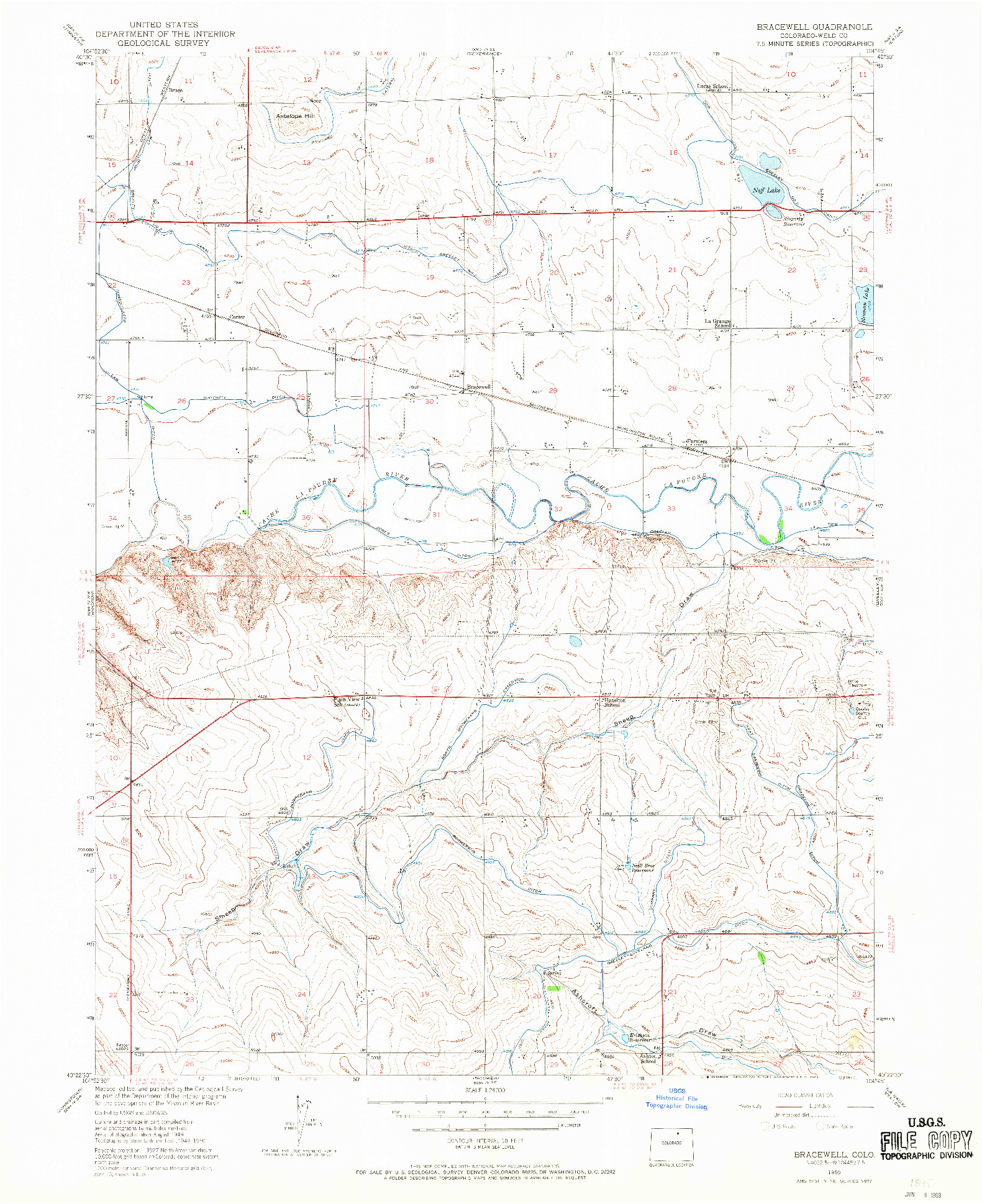 USGS 1:24000-SCALE QUADRANGLE FOR BRACEWELL, CO 1950