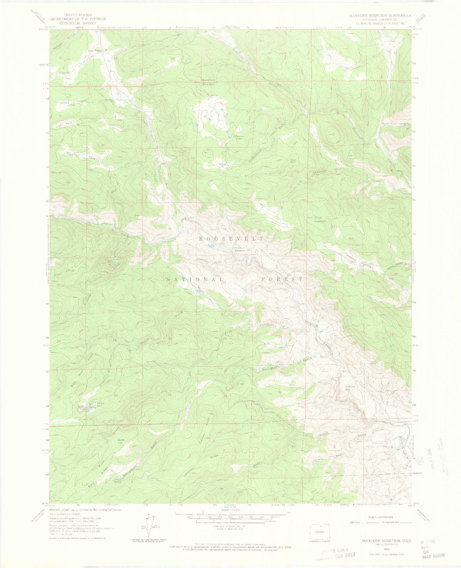 USGS 1:24000-SCALE QUADRANGLE FOR BUCKHORN MOUNTAIN, CO 1962