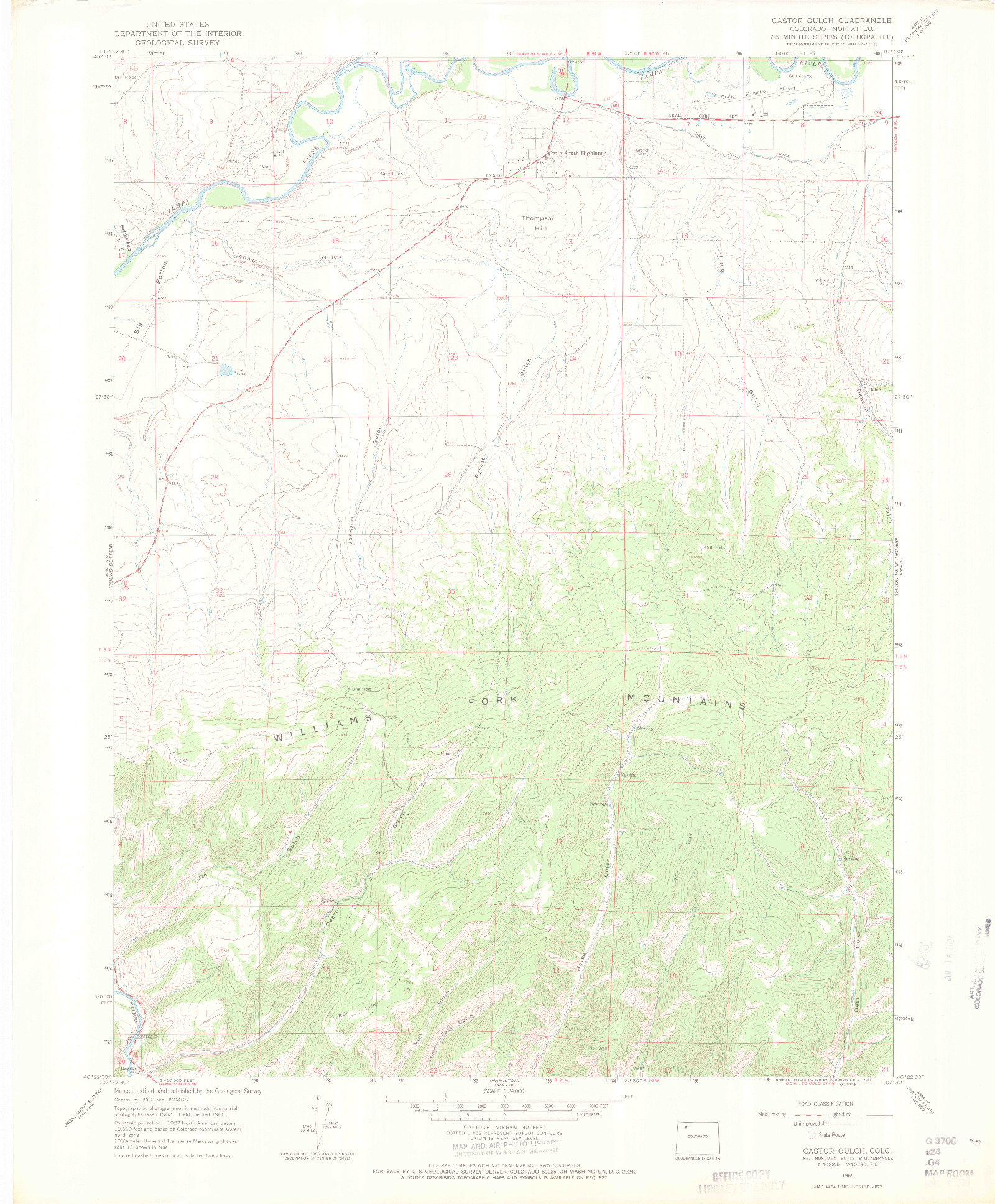 USGS 1:24000-SCALE QUADRANGLE FOR CASTOR GULCH, CO 1966