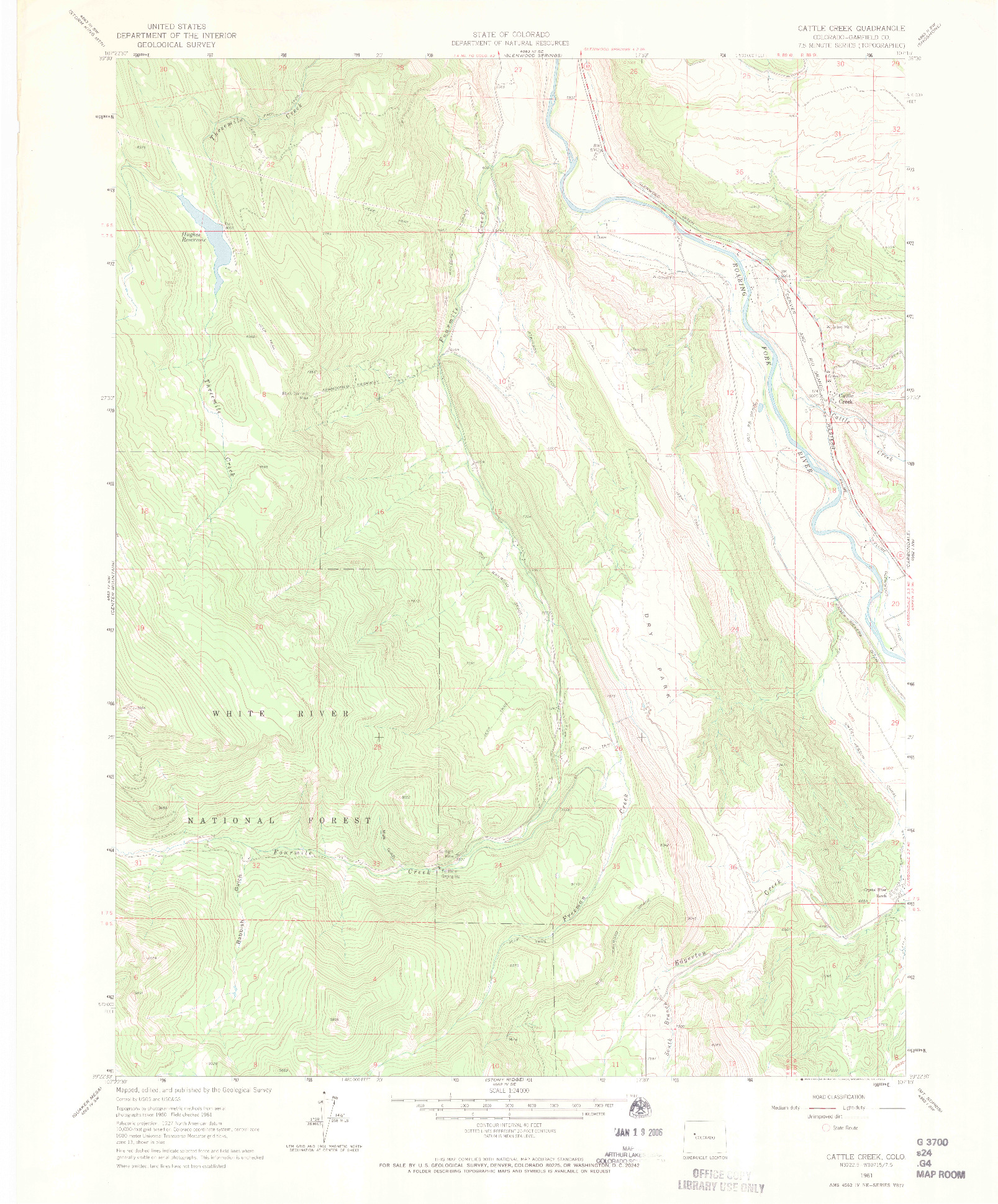 USGS 1:24000-SCALE QUADRANGLE FOR CATTLE CREEK, CO 1961