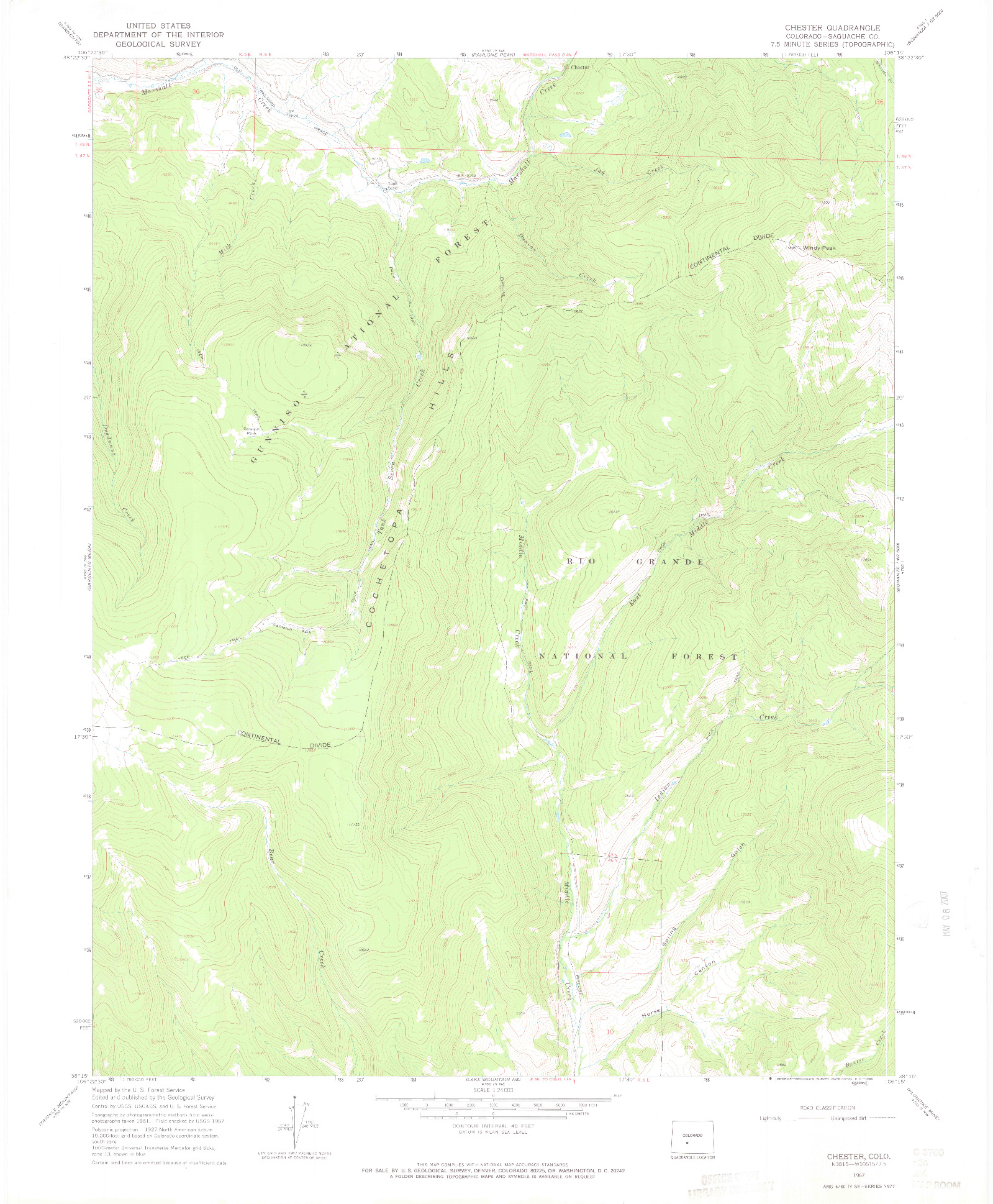 USGS 1:24000-SCALE QUADRANGLE FOR CHESTER, CO 1967