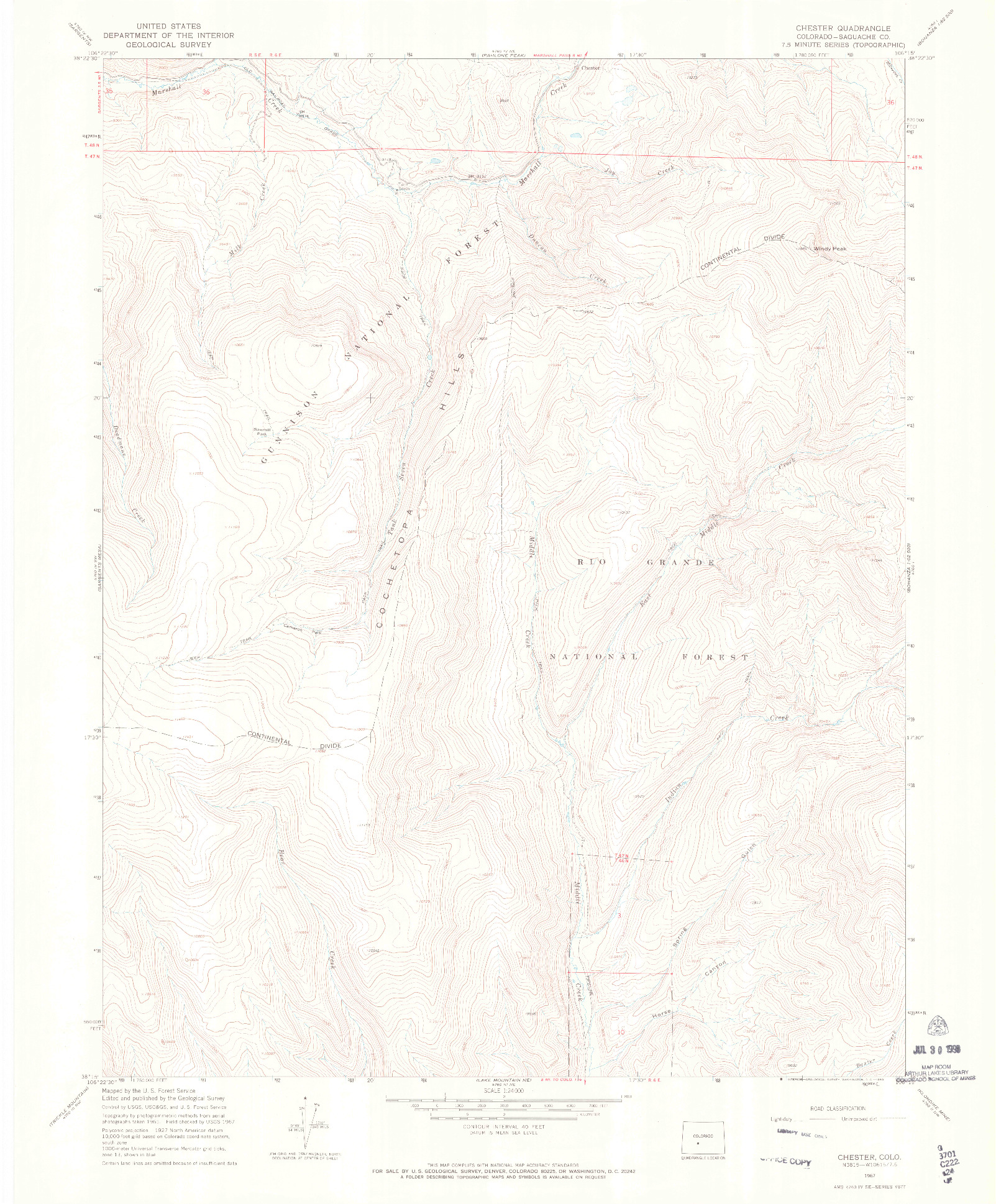 USGS 1:24000-SCALE QUADRANGLE FOR CHESTER, CO 1967
