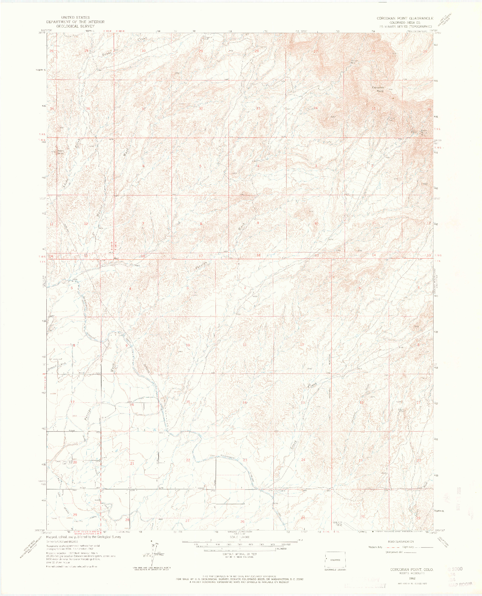 USGS 1:24000-SCALE QUADRANGLE FOR CORCORAN POINT, CO 1962