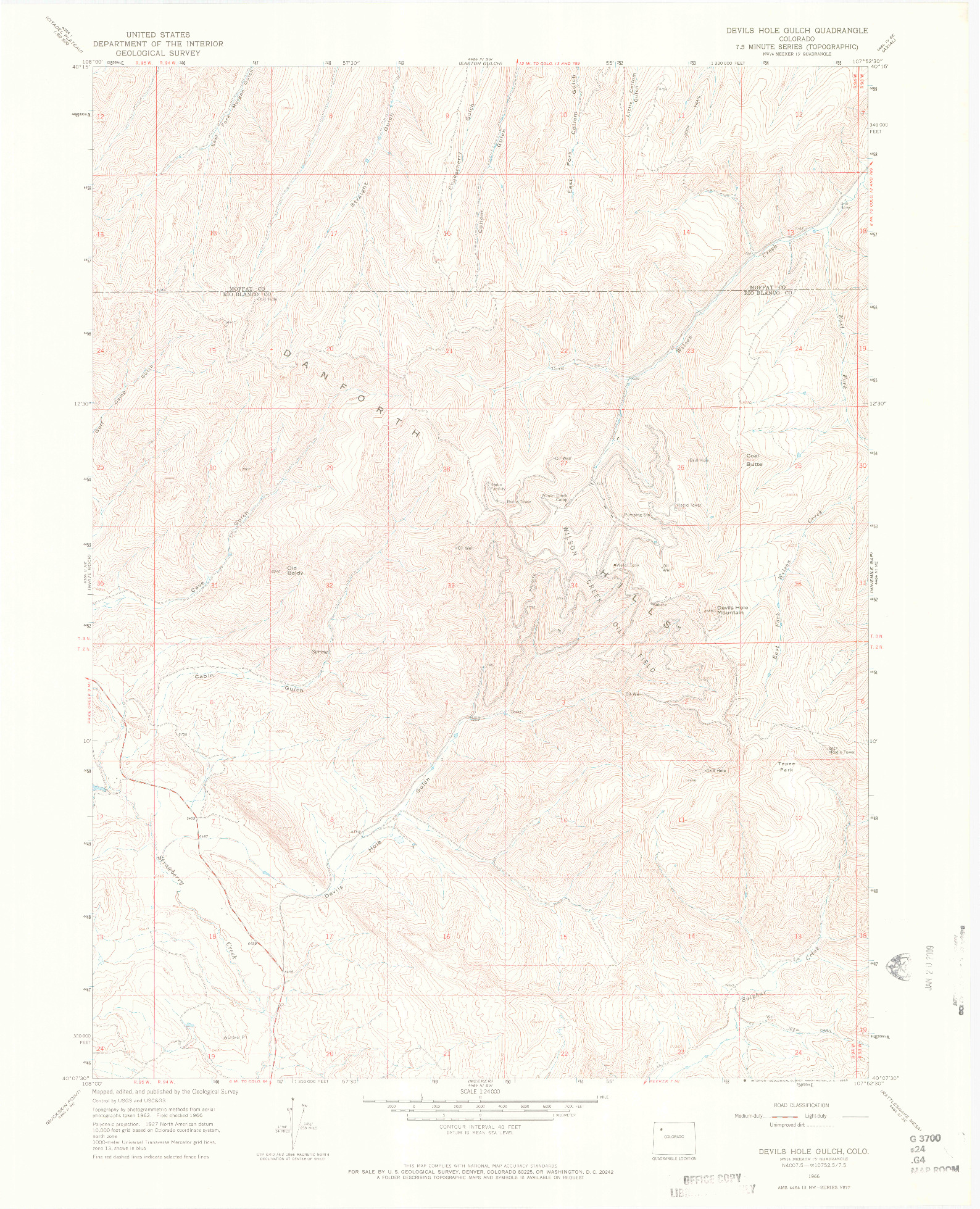 USGS 1:24000-SCALE QUADRANGLE FOR DEVILS HOLE GULCH, CO 1966