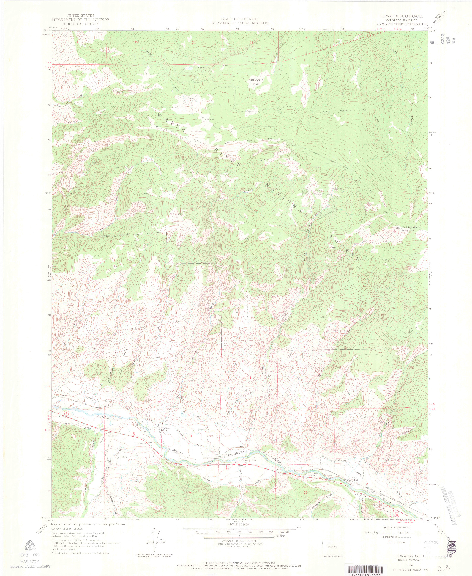 USGS 1:24000-SCALE QUADRANGLE FOR EDWARDS, CO 1962