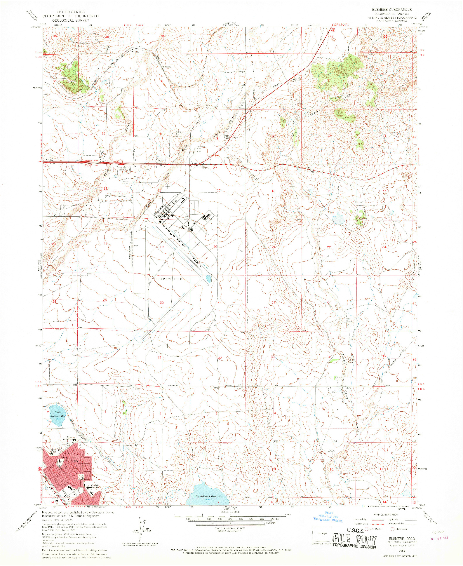 USGS 1:24000-SCALE QUADRANGLE FOR ELSMERE, CO 1961