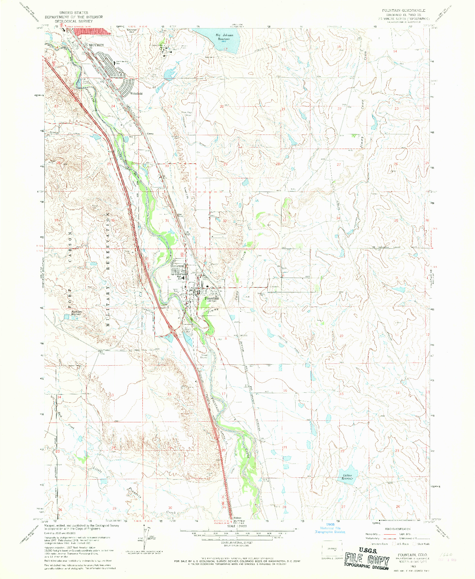 USGS 1:24000-SCALE QUADRANGLE FOR FOUNTAIN, CO 1961