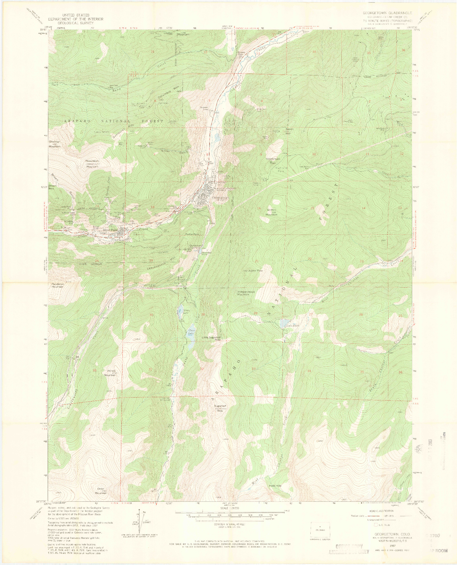 USGS 1:24000-SCALE QUADRANGLE FOR GEORGETOWN, CO 1957
