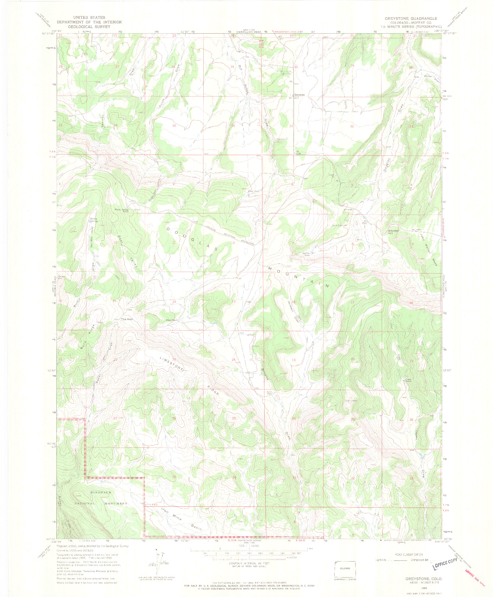 USGS 1:24000-SCALE QUADRANGLE FOR GREYSTONE, CO 1966