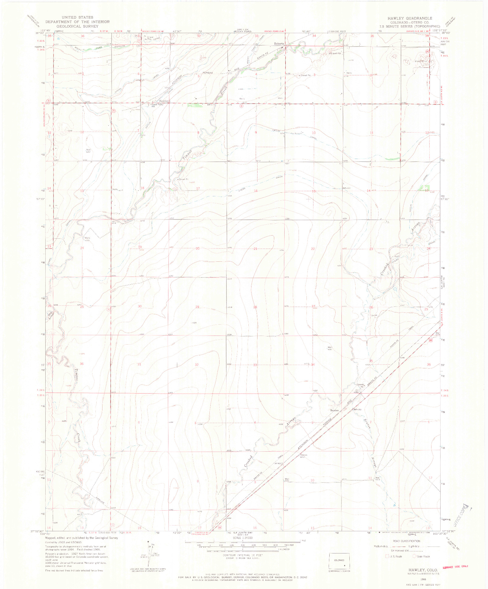USGS 1:24000-SCALE QUADRANGLE FOR HAWLEY, CO 1966