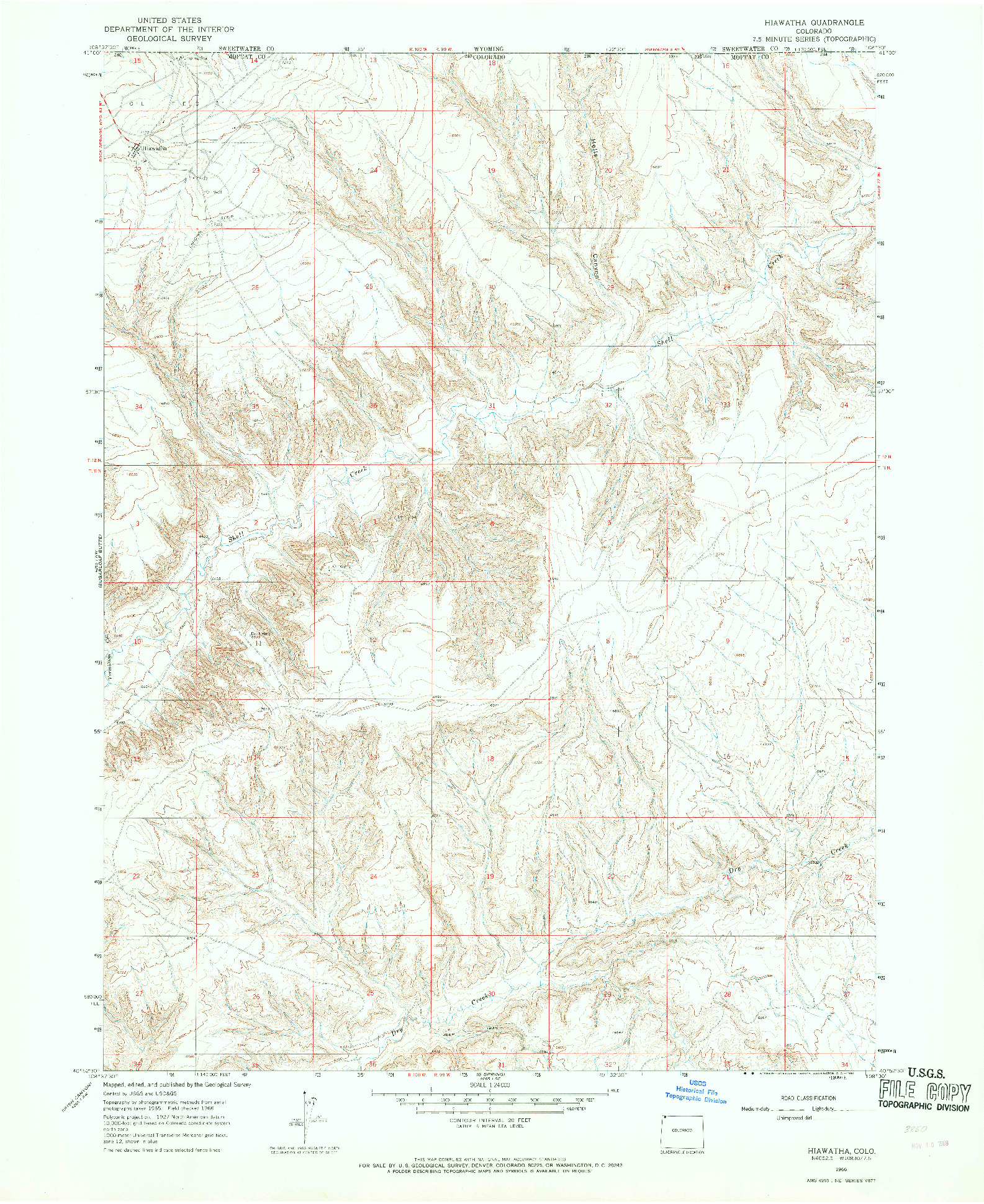 USGS 1:24000-SCALE QUADRANGLE FOR HIAWATHA, CO 1966