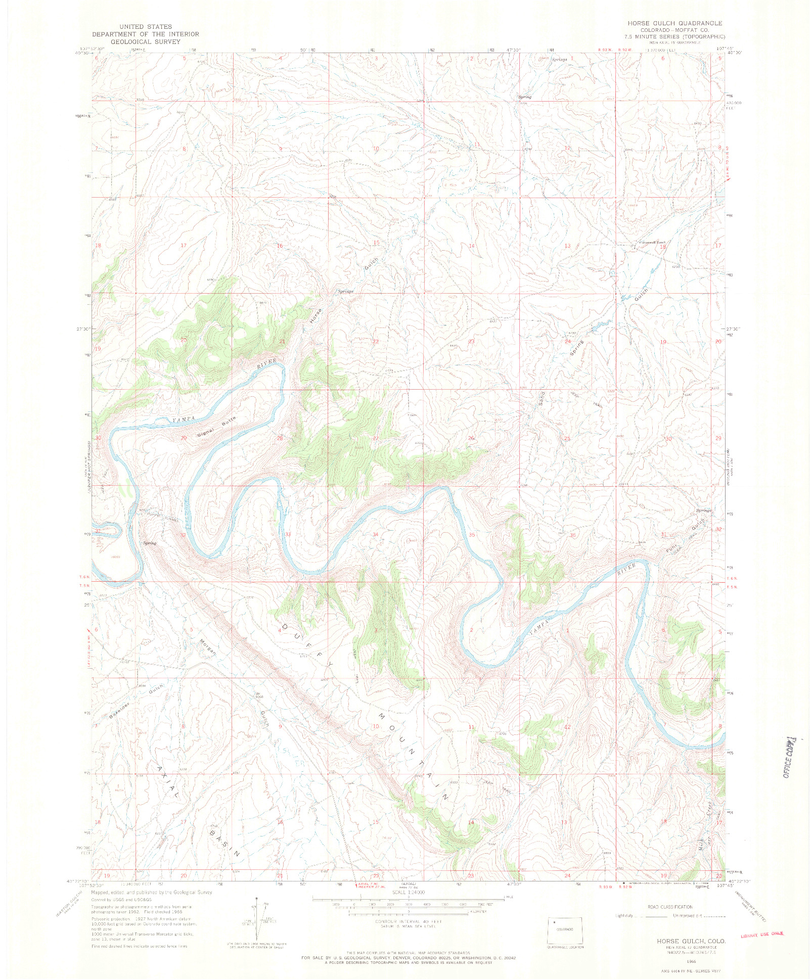 USGS 1:24000-SCALE QUADRANGLE FOR HORSE GULCH, CO 1966