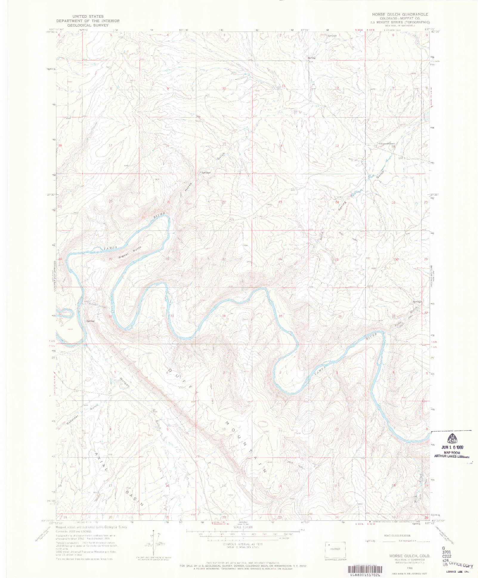 USGS 1:24000-SCALE QUADRANGLE FOR HORSE GULCH, CO 1966