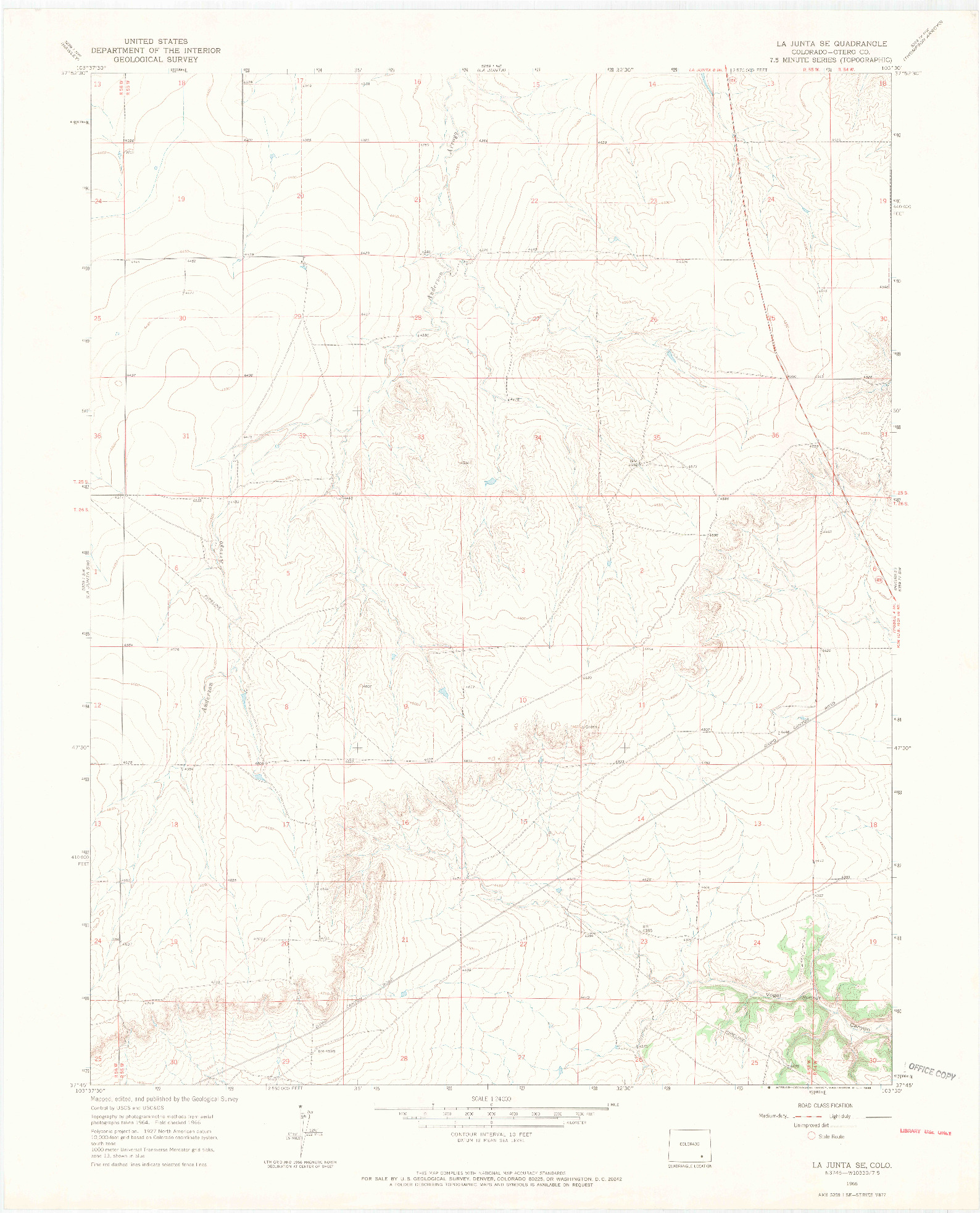 USGS 1:24000-SCALE QUADRANGLE FOR LA JUNTA, CO 1966