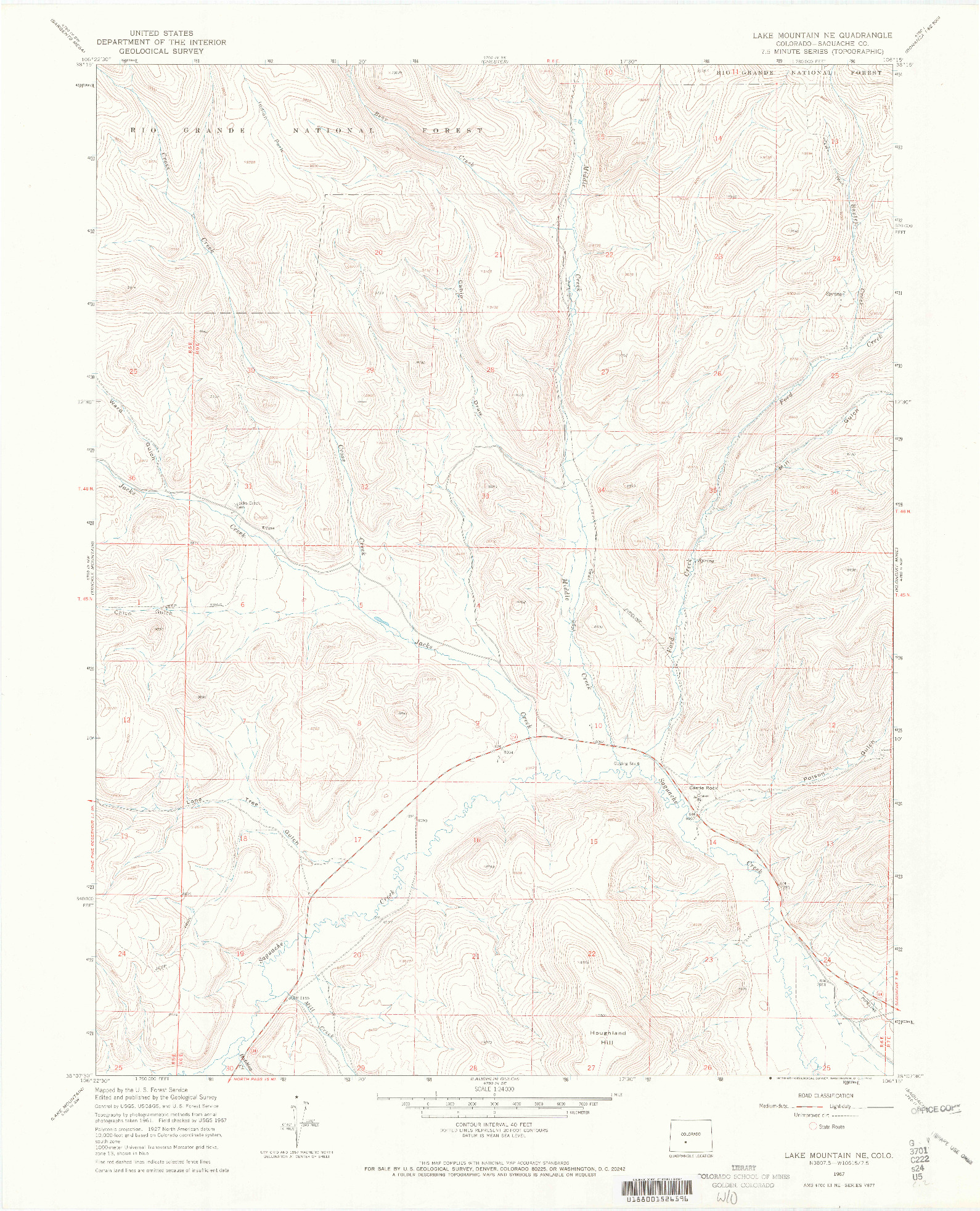 USGS 1:24000-SCALE QUADRANGLE FOR LAKE MOUNTAIN NE, CO 1967