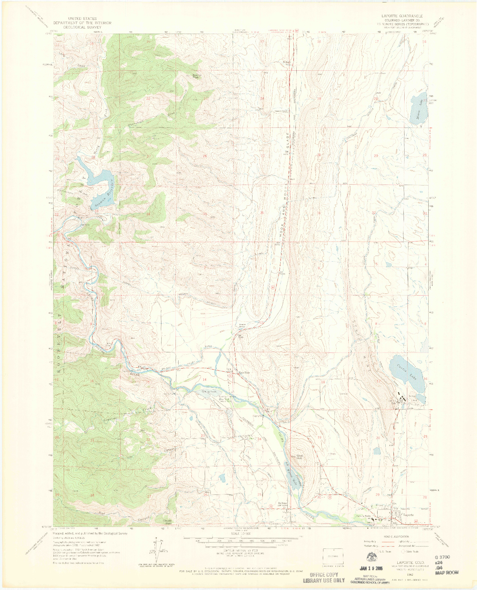 USGS 1:24000-SCALE QUADRANGLE FOR LAPORTE, CO 1962