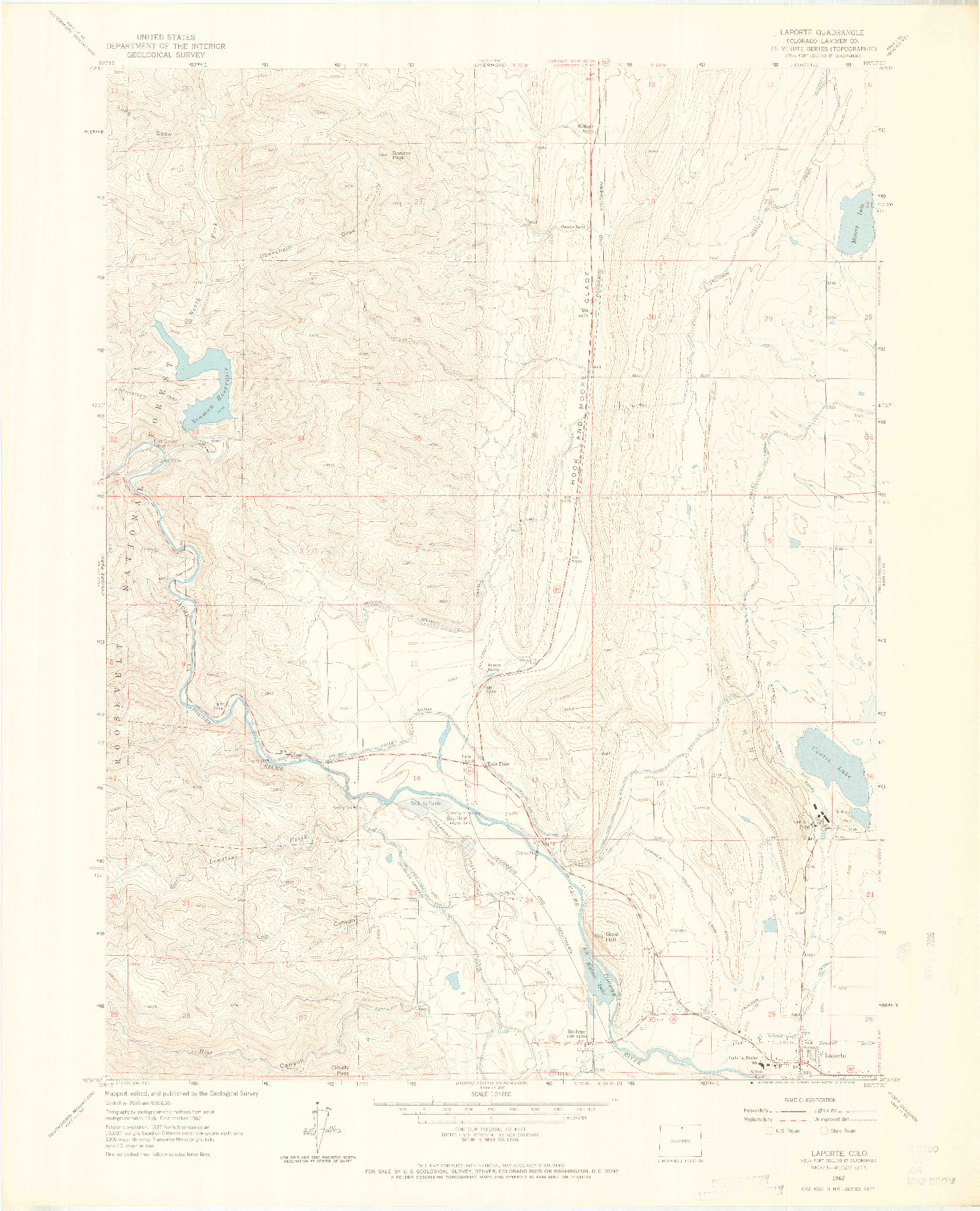 USGS 1:24000-SCALE QUADRANGLE FOR LAPORTE, CO 1962