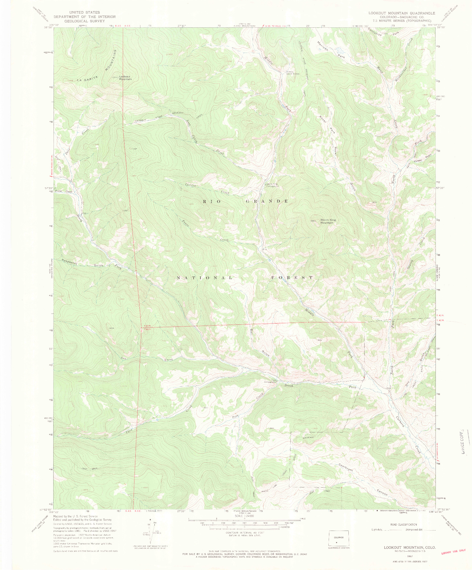 USGS 1:24000-SCALE QUADRANGLE FOR LOOKOUT MOUNTAIN, CO 1967