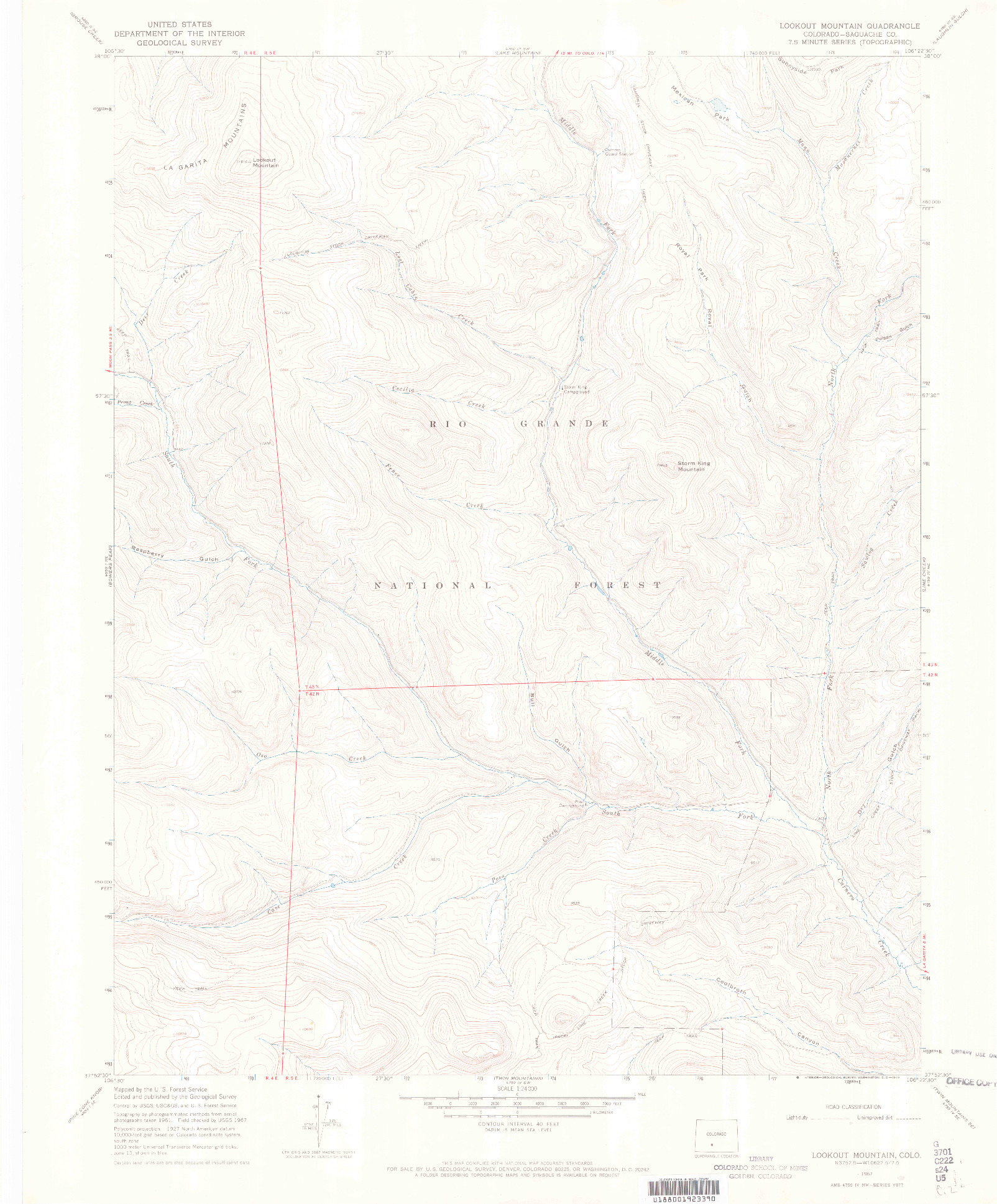 USGS 1:24000-SCALE QUADRANGLE FOR LOOKOUT MOUNTAIN, CO 1967